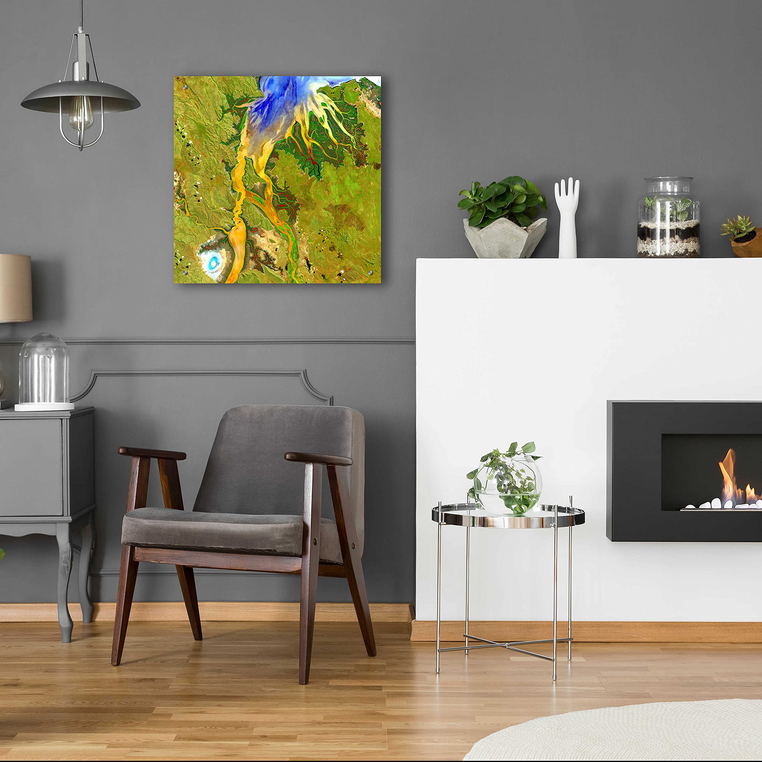 Epic Art 'Earth as Art: Nature's Patterns' - 24x24 Inch Modern Acrylic Glass Wall Decor - Abstract Landscape Painting for Living Room, Bedroom & Office Decor