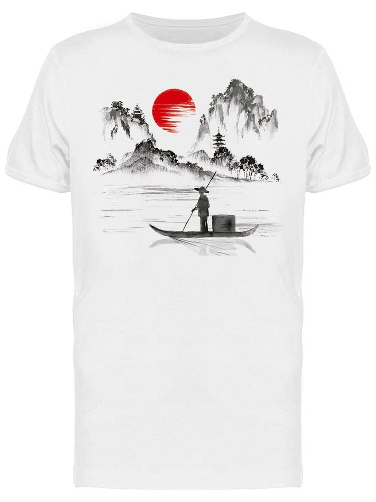 Smartprints Fisherman Landscape Graphic T-Shirt for Men - Casual Wear, Outdoor Activities & Everyday Comfort