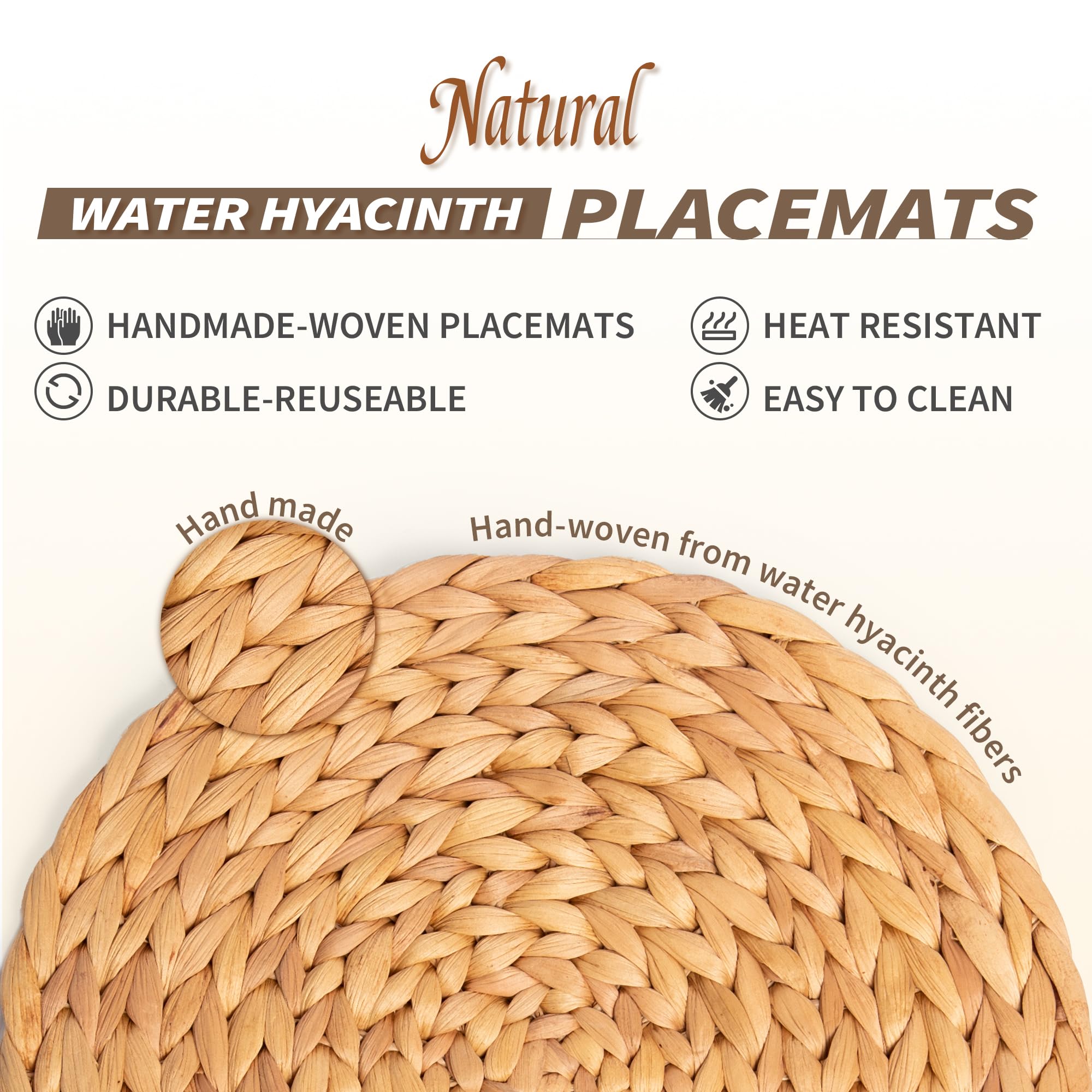8-Pack Boho Woven Rattan Placemats - 13