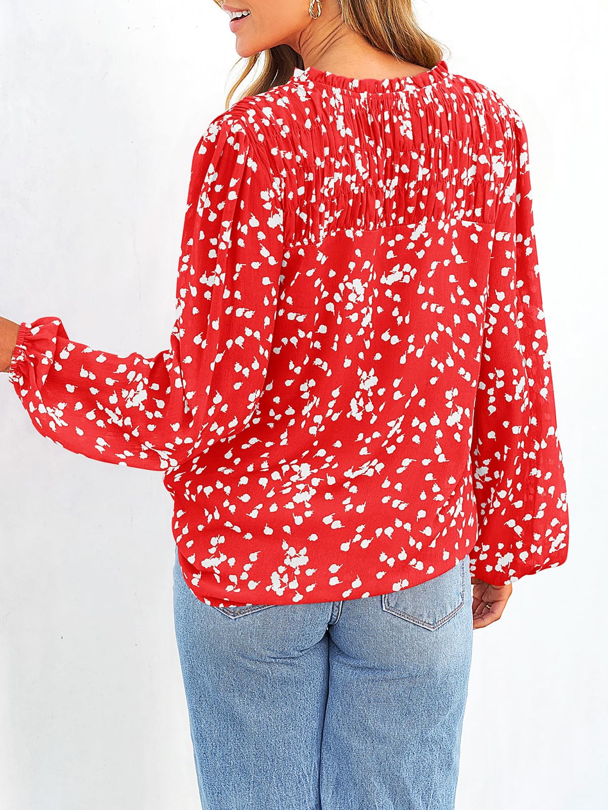 PRETTYGARDEN Women's Floral Print Blouse 2025 - V-Neck Long Sleeve Chiffon Top for Work, Business Casual & Boho Style | Perfect for Office, Spring Outfits & Special Occasions