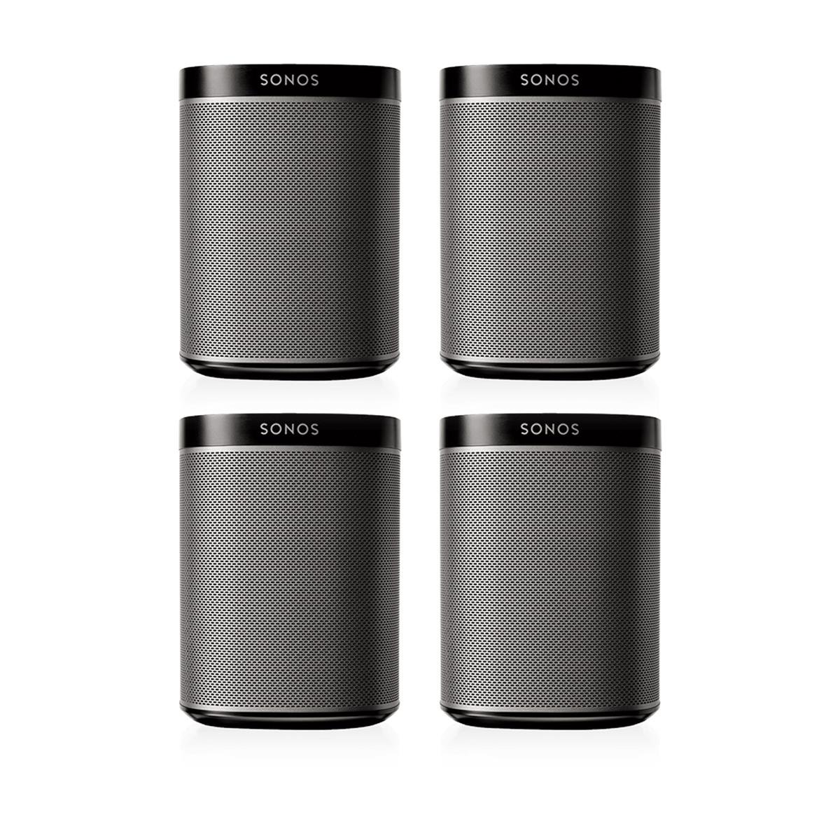 Sonos PLAY:1 Wireless Smart Speaker (4-Pack Bundle) - Multi-Room Audio System, Black (Renewed) | Perfect for Home Theater, Parties & Whole-House Music Streaming