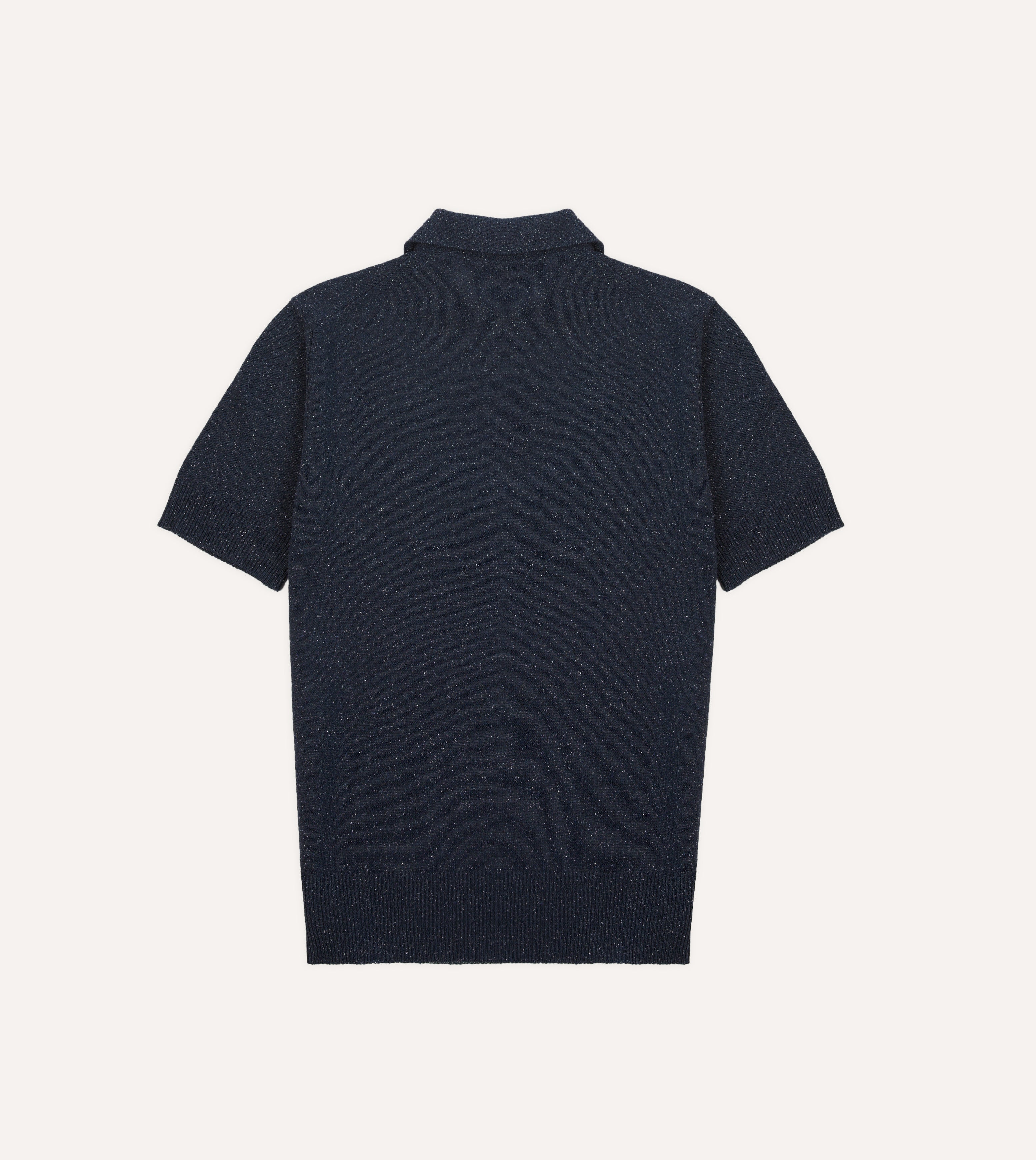 Premium Navy Blue Knitted Silk Short Sleeve Polo Shirt for Men - Breathable & Comfortable Business Casual Wear for Office, Golf & Summer Outings