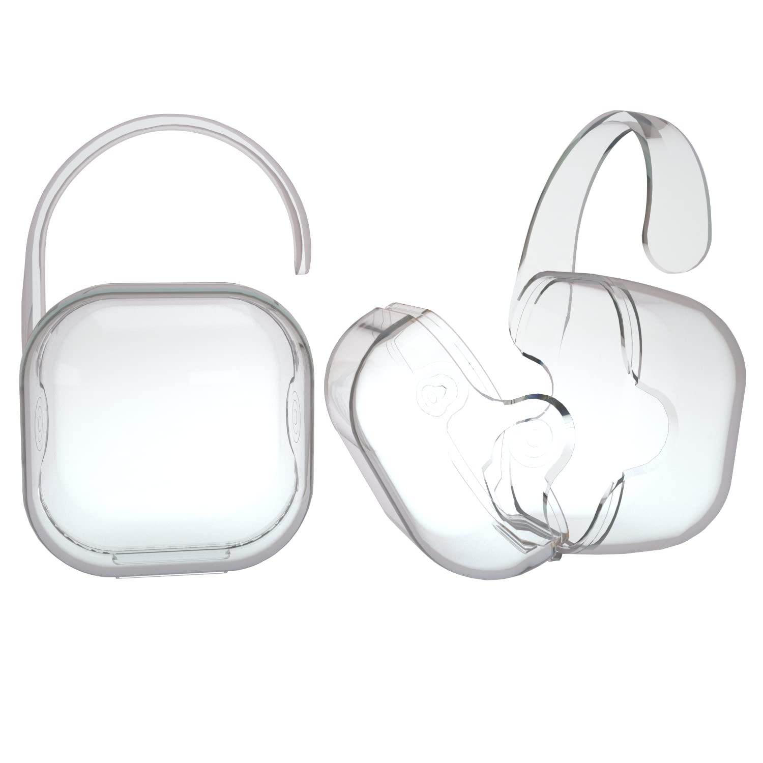 Clear Pacifier Holder Case with Hook - 2 Pack Baby Pacifier Storage Box & Clip Accessories for On-the-Go, Daycare, and Travel Essentials