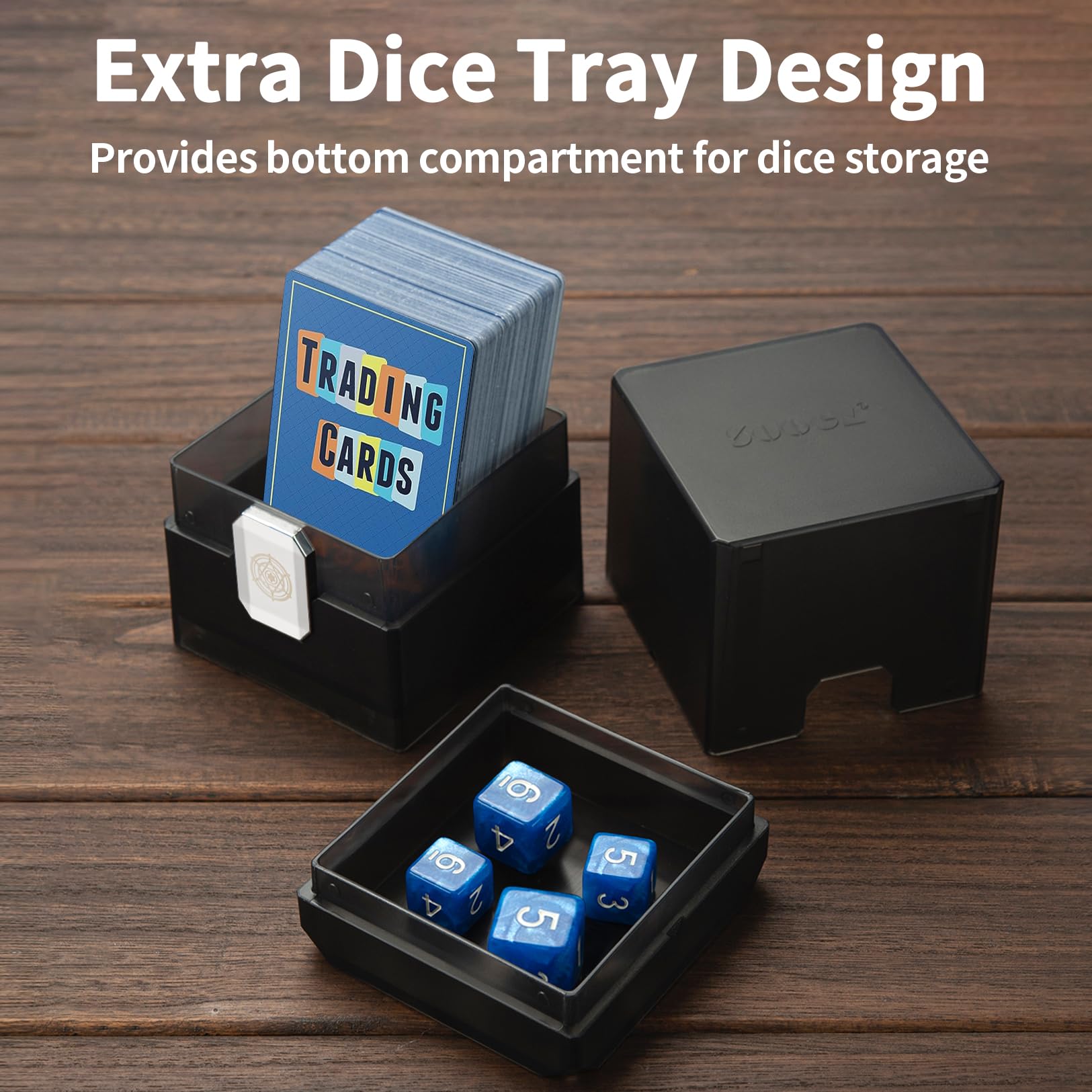 Sooez MTG Deck Box with Dice Storage - Holds 100+ Cards, Durable Commander Deck Holder Case (Black) - Perfect for MTG Tournaments, Game Nights & Card Collection Organization