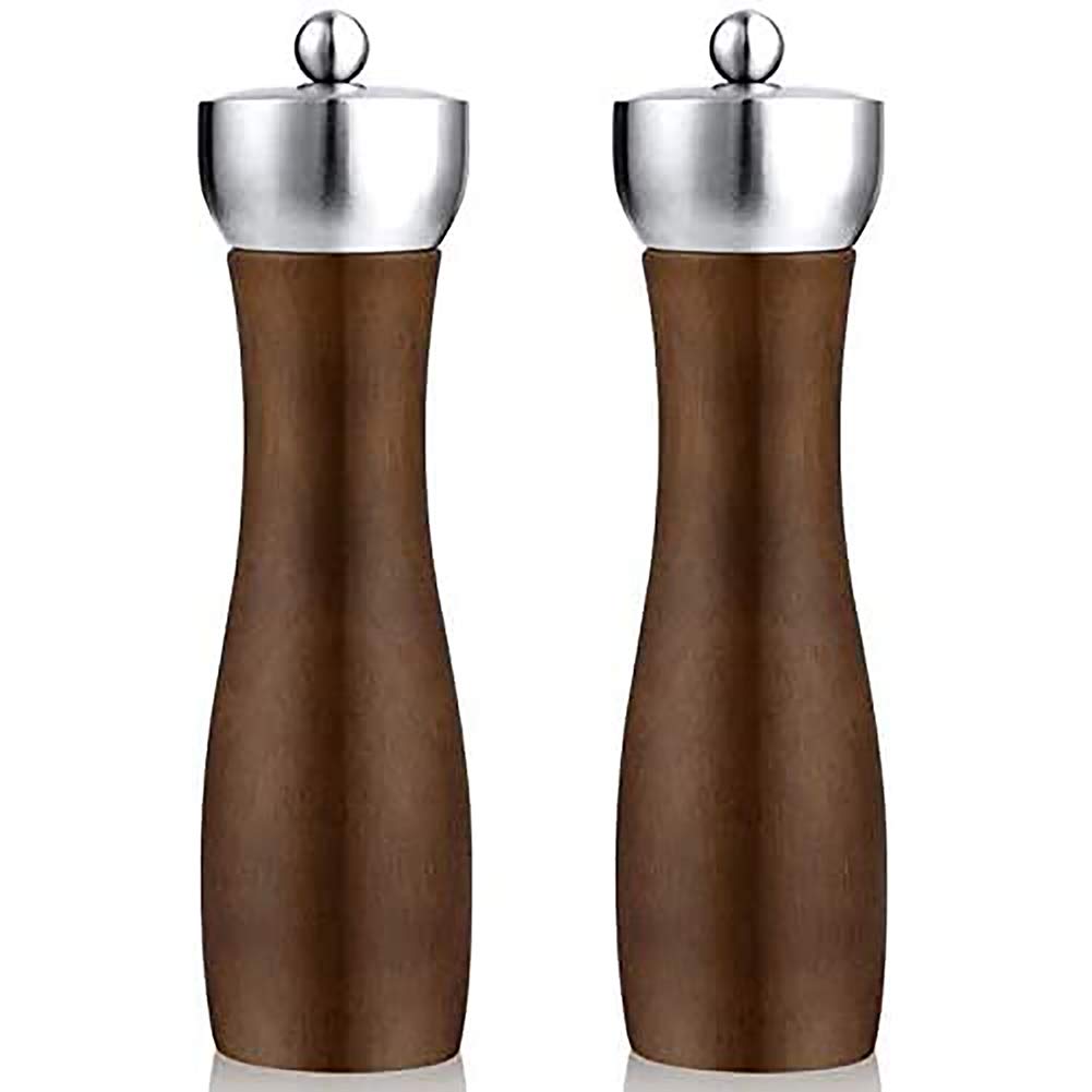 Premium Pevolgen Salt and Pepper Grinder Set - 2 Pcs Beech Wood Mill Shakers with Adjustable Coarseness - Ideal Gift for Home Chefs & Perfect for Kitchen, Dining Table, and Outdoor BBQ