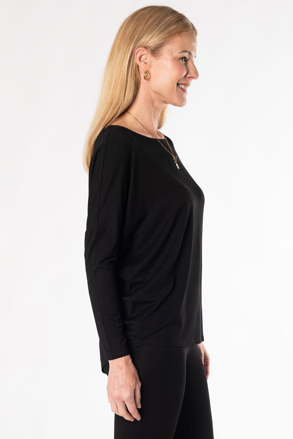 Bridget Dolman Bamboo Top for Women - Soft & Breathable Black Shirt - Perfect for Casual Wear, Office & Summer Outfits