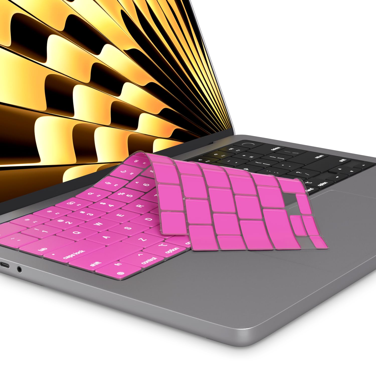 Kuzy MacBook Air Keyboard Cover 15 inch 2023 2022 & 13.6 inch M2 Model A2941 A2681 | MacBook Pro Keyboard Cover 14 16 inch M1 M2 Models A2779 A2442 A2780 A2485 | Pink Silicone Skin Protector | Perfect for Work, Travel & Coffee Shop Use