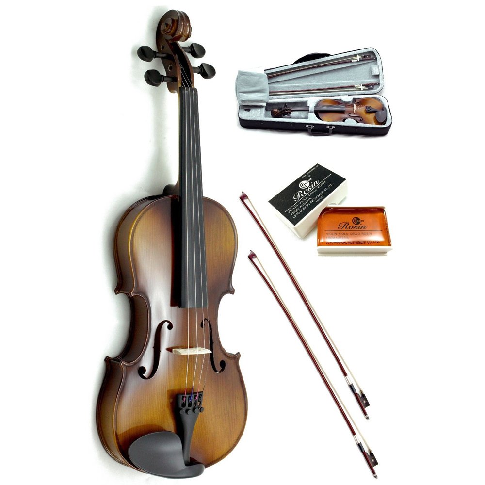 1/16 Size Student Beginner Violin Outfit - Solid Maple Back & Spruce Top with Hard Case, 2 Bows & Rosin | Perfect for Kids & Young Musicians | Ideal for School Orchestra, Music Lessons & Home Practice