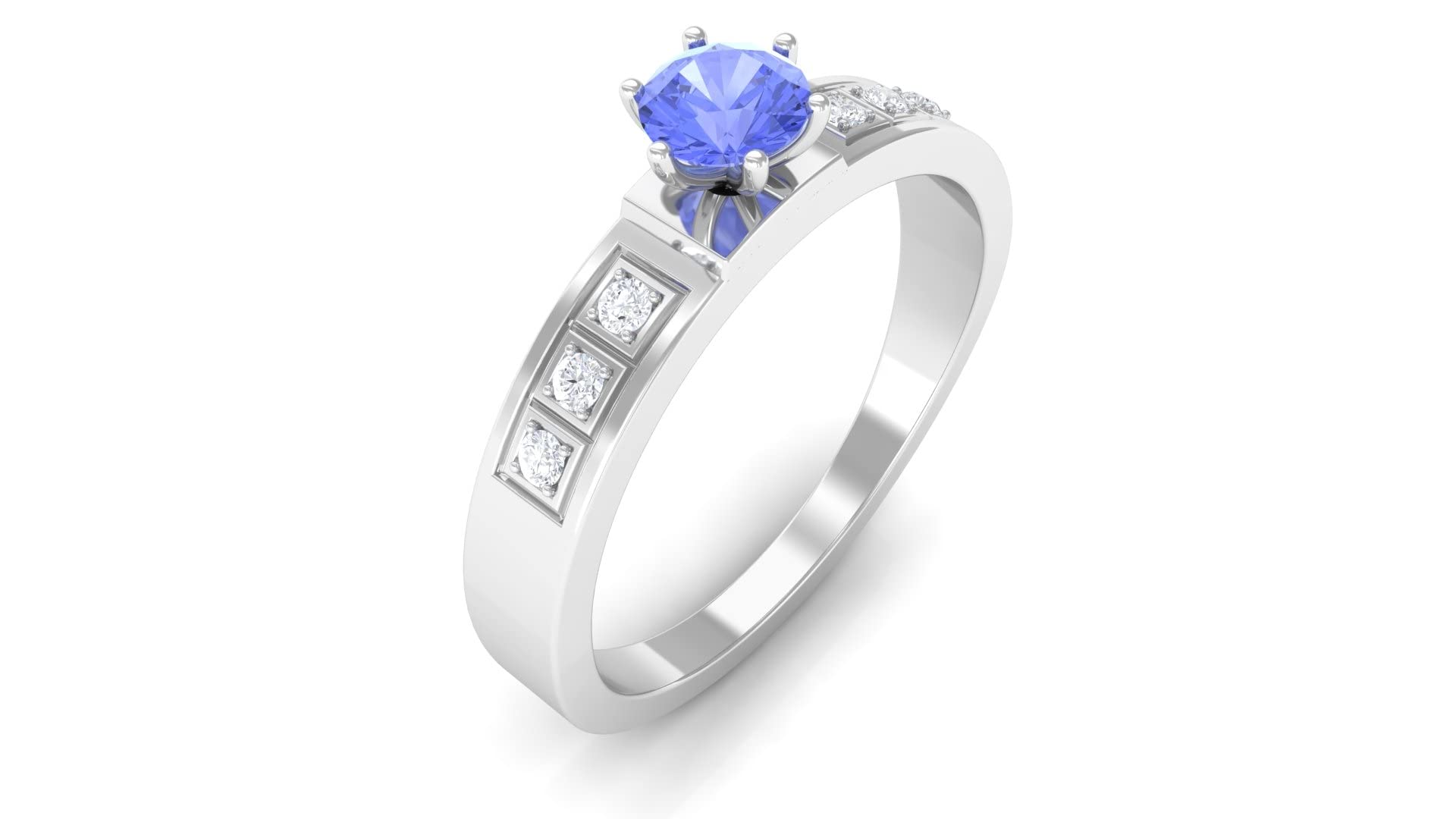 December Birthstone Tanzanite Promise Ring - 14K Solid Gold Tanzanite & Diamond Band, Elegant Blue Tanzanite Pinky Ring | Perfect for Anniversaries, Engagements & Special Occasions