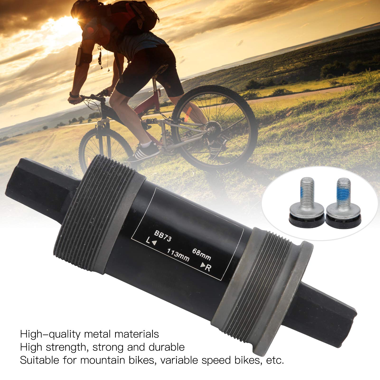 68mm Bike Bottom Bracket - Sealed Square Taper Bearing for Mountain Bikes with Installation Screws | Durable Metal Bicycle Crankset Component for Smooth Riding & Maintenance