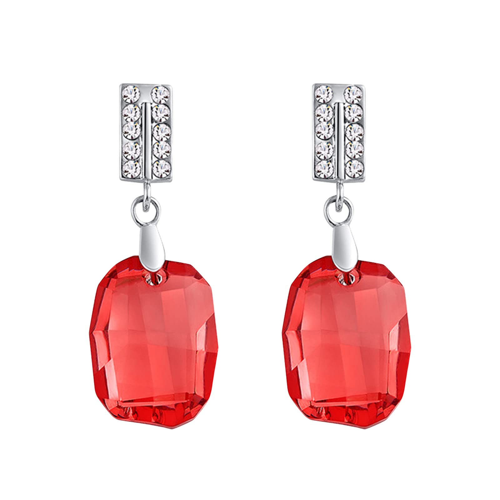 Premium Geometric Crystal Stud Earrings for Women - Elegant Green Leaf Diamond Earrings & Silver Hoop Earrings | Perfect for Parties, Weddings & Everyday Wear
