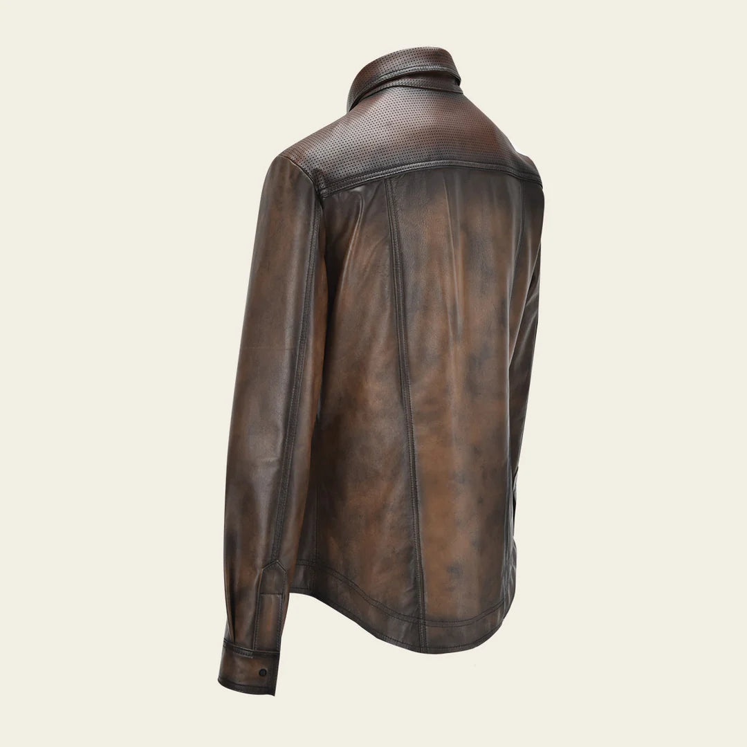 Men's Casual Fashion Lambskin Blouson Shirt - H352COC Cuadra Chocolate Jacket for Stylish Outfits | Perfect for Date Nights, Office Wear & Outdoor Adventures
