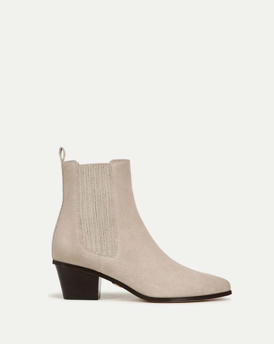 Alina Suede Bootie Women's Ankle Boots - Ecru Color, Comfortable & Stylish for Fall & Winter Fashion, Perfect for Office, Dating & Casual Outfits