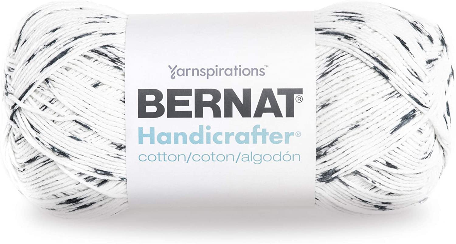 Bernat Handicrafter Cotton Big Ball Salt & Pepper Yarn - 2 Pack (340g/12oz Each) - 100% Cotton Worsted Weight (4 Medium) - 608 Yards Total - Perfect for Knitting & Crochet Projects Like Scarves, Blankets, and Hats