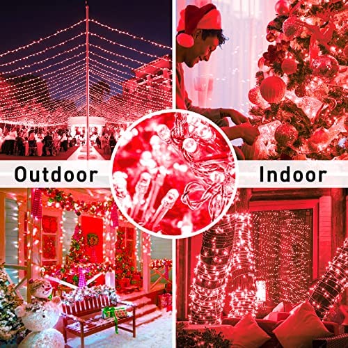 JMEXSUSS 2 Pack 100 LED Red Valentine String Lights - 33ft Waterproof Connectable Christmas Lights with 8 Lighting Modes | Indoor/Outdoor Decor for Valentine's Day, Bedroom, Garden, Party & Wedding Decorations