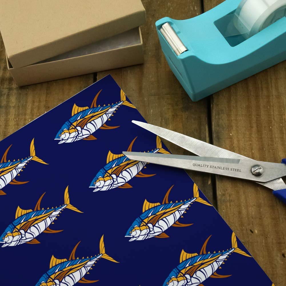 Tuna Fish Design Gift Wrap Paper Roll - Premium Wrapping Paper for Birthday, Christmas & Party Gifts - 12