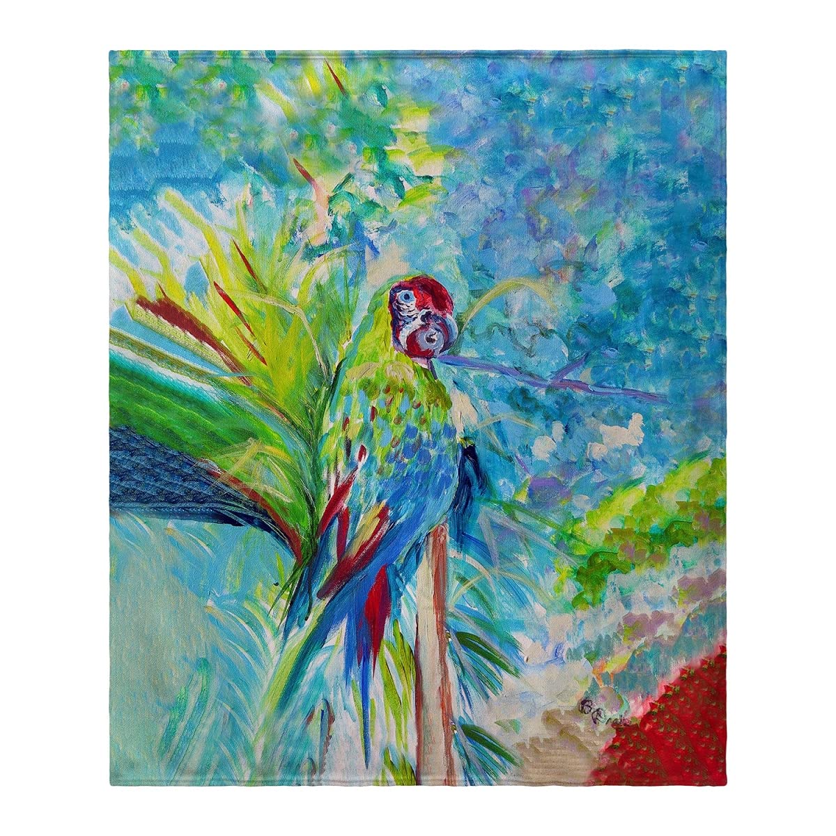 Betsy Drake Green Parrot II Throw Blanket - Soft & Cozy Decorative Throw for Sofa, Bed, or Couch - Perfect for Living Room, Bedroom, and Home Decor