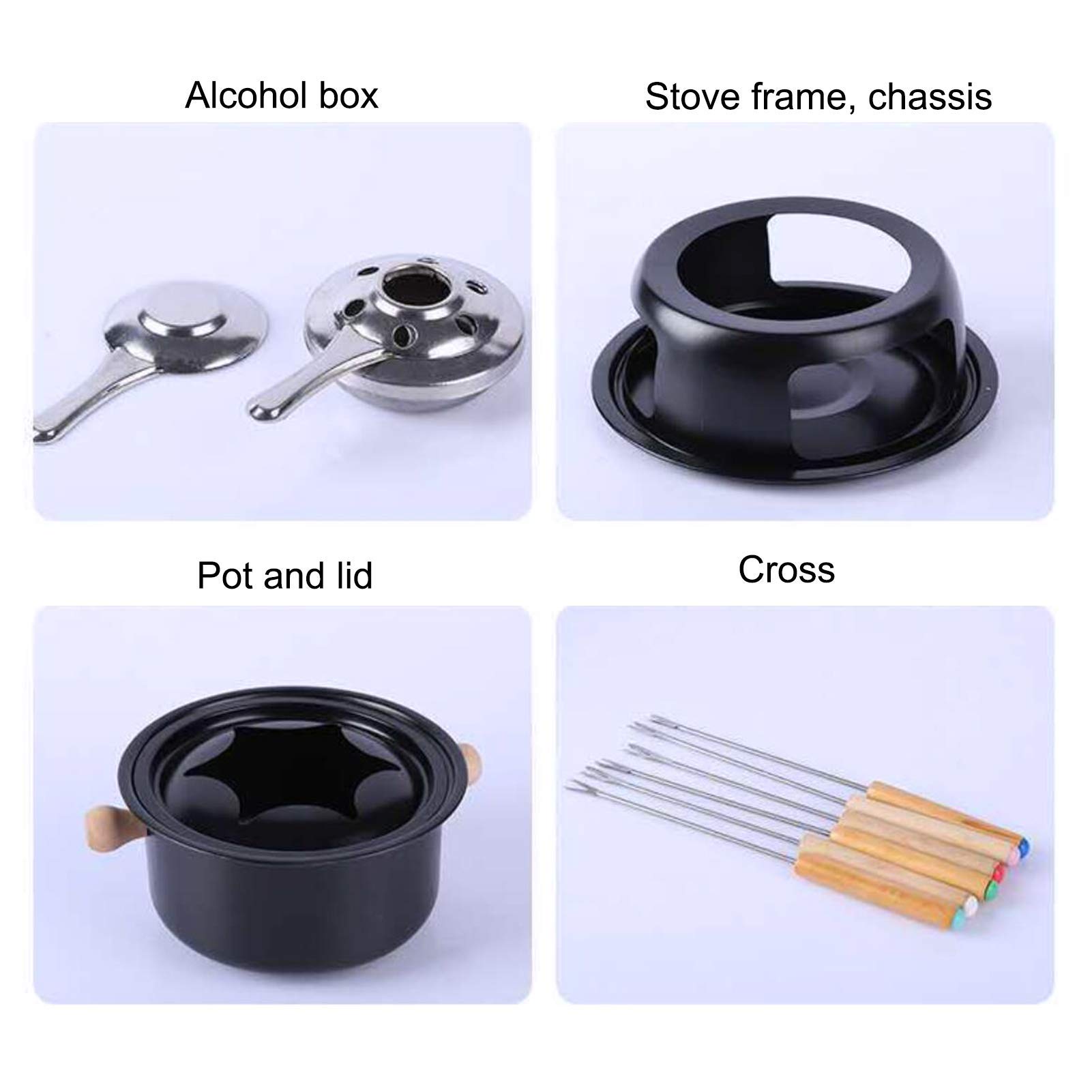 Premium Cast Iron Fondue Set - Multi-Functional Steel Pot for Cheese, Chocolate, Meat & Broth | Heavy Duty Melting Pot for Ice Cream, Hot Pot & Kitchen Use | Perfect for Parties, Family Gatherings & Romantic Dinners