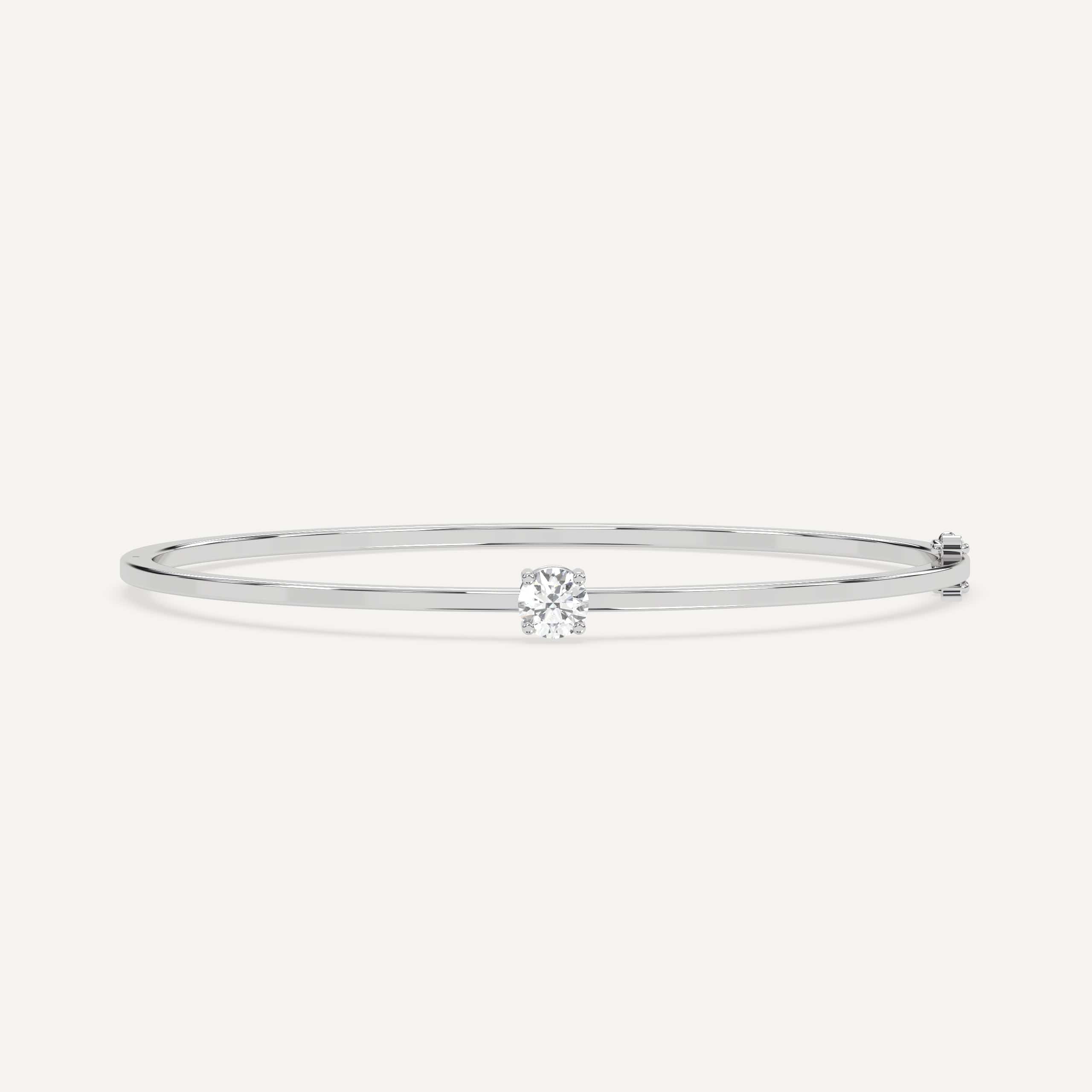 1/2 Carat Round Diamond Solitaire Bangle Bracelet - 14K White Gold Classic Tennis Bracelet for Women, Elegant Jewelry Gift for Anniversary, Birthday & Special Occasions