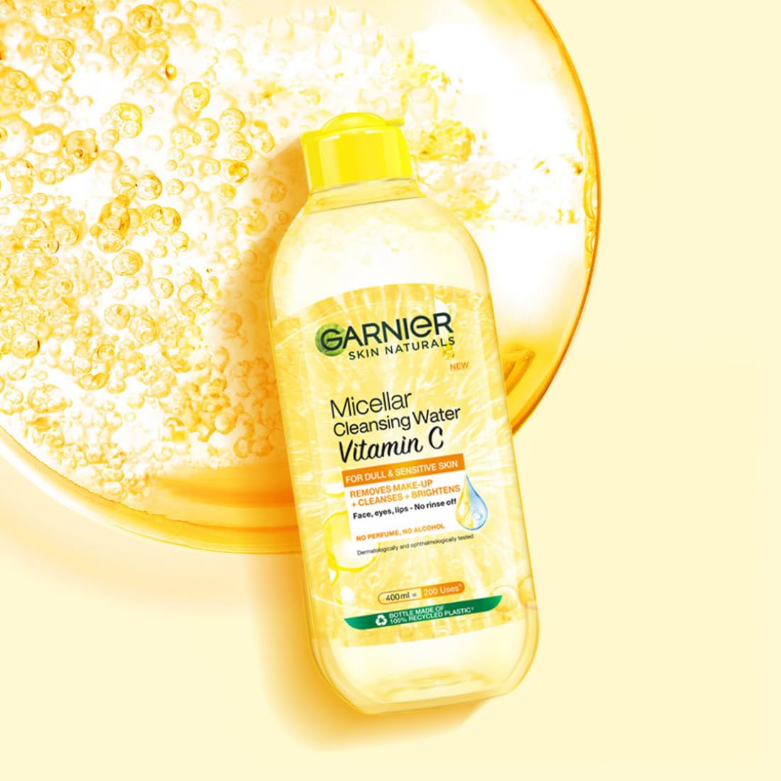 Garnier Skin Naturals Cleansing & Brightening Micellar Water with Vitamin C, 125 ml - Gentle Makeup Remover for Daily Skincare Routine