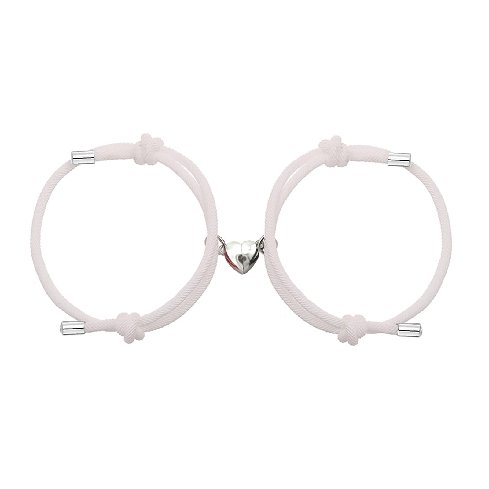 Dlihc 2pcs Matching Couple Bracelets for Women & Men - Romantic Heart Love Bracelets for Boyfriend & Girlfriend, Best Friend Jewelry Gift - Perfect for Anniversaries, Valentine's Day & Couple Dating