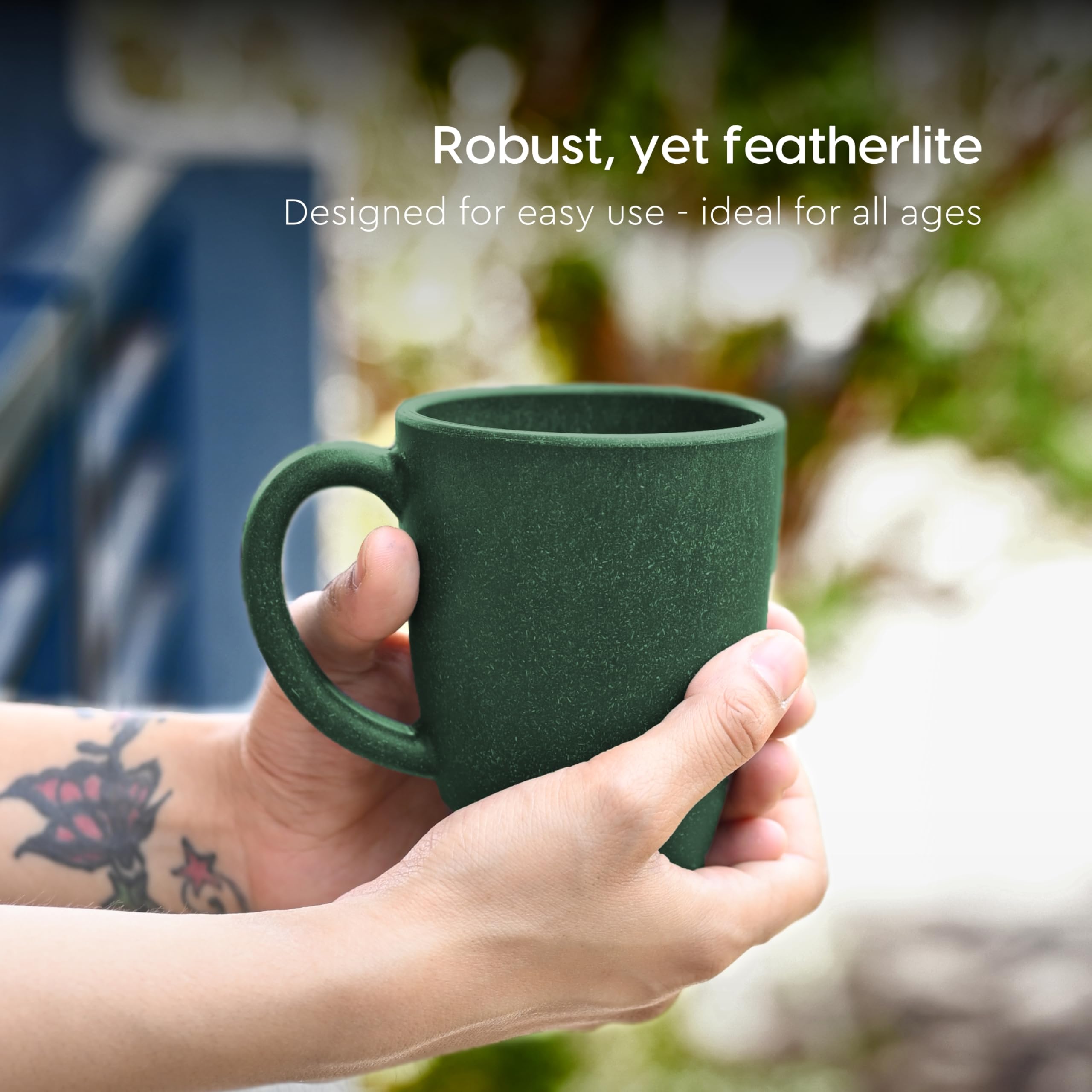 Eco-Friendly Set of 6 Classic Coffee Mugs | 10 oz | Made with Sustainable Rice Husk & Bamboo Fibers | Microwave & Dishwasher Safe | Matte Finish | Perfect for Hot Coffee, Iced Tea, Milk & More | Ideal for Home, Office & Gifts (Multicolor, Pack of 6)