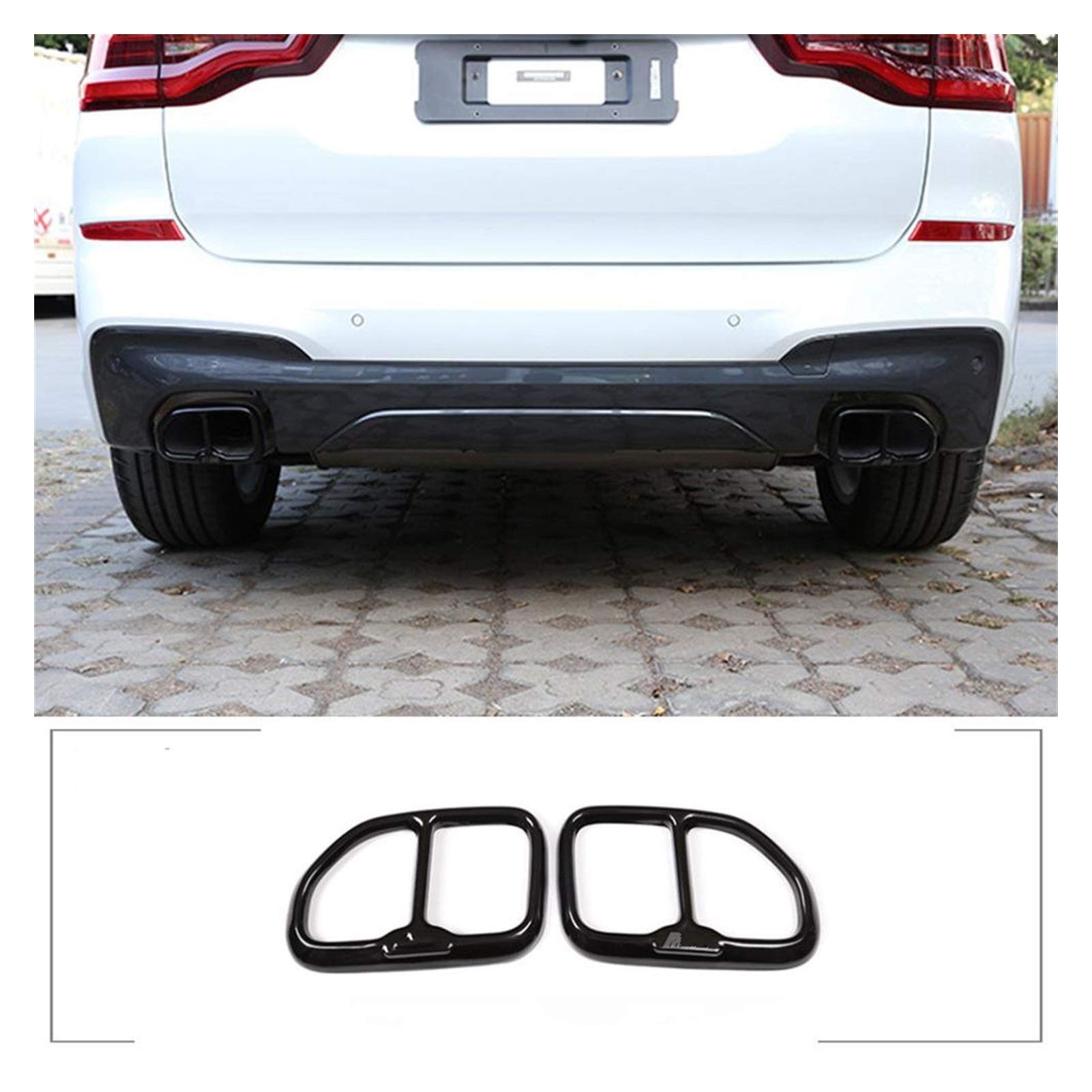 JIUTAI Glossy Black 304 Stainless Steel Exhaust Tip for BMW X3 G01 (2018) - Rear Exhaust Pipe Cover Trim & Muffler Tip - Enhances Vehicle Styling & Performance - Perfect for Car Enthusiasts & Street Racing