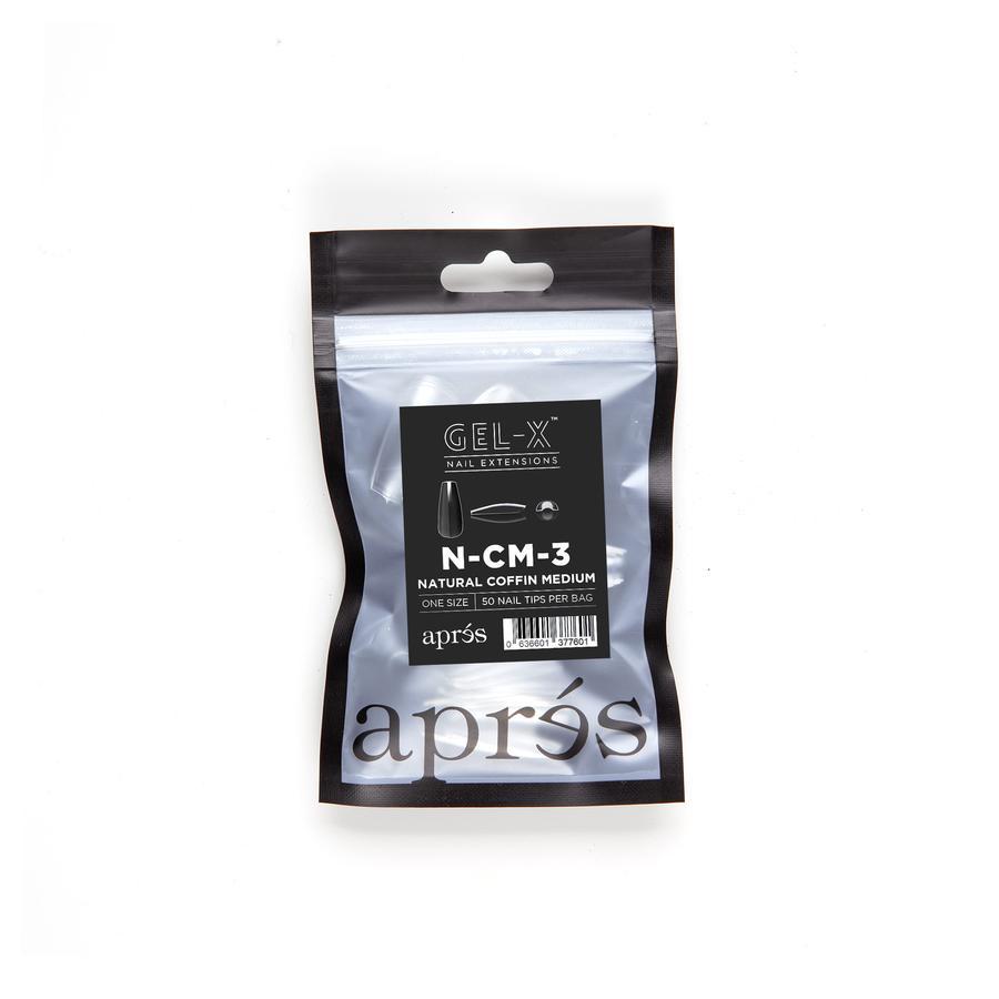 Apres Gel X Natural Coffin Medium Refill Tips - Size #000 & #9 - Perfect for Nail Extensions & Salon Manicures