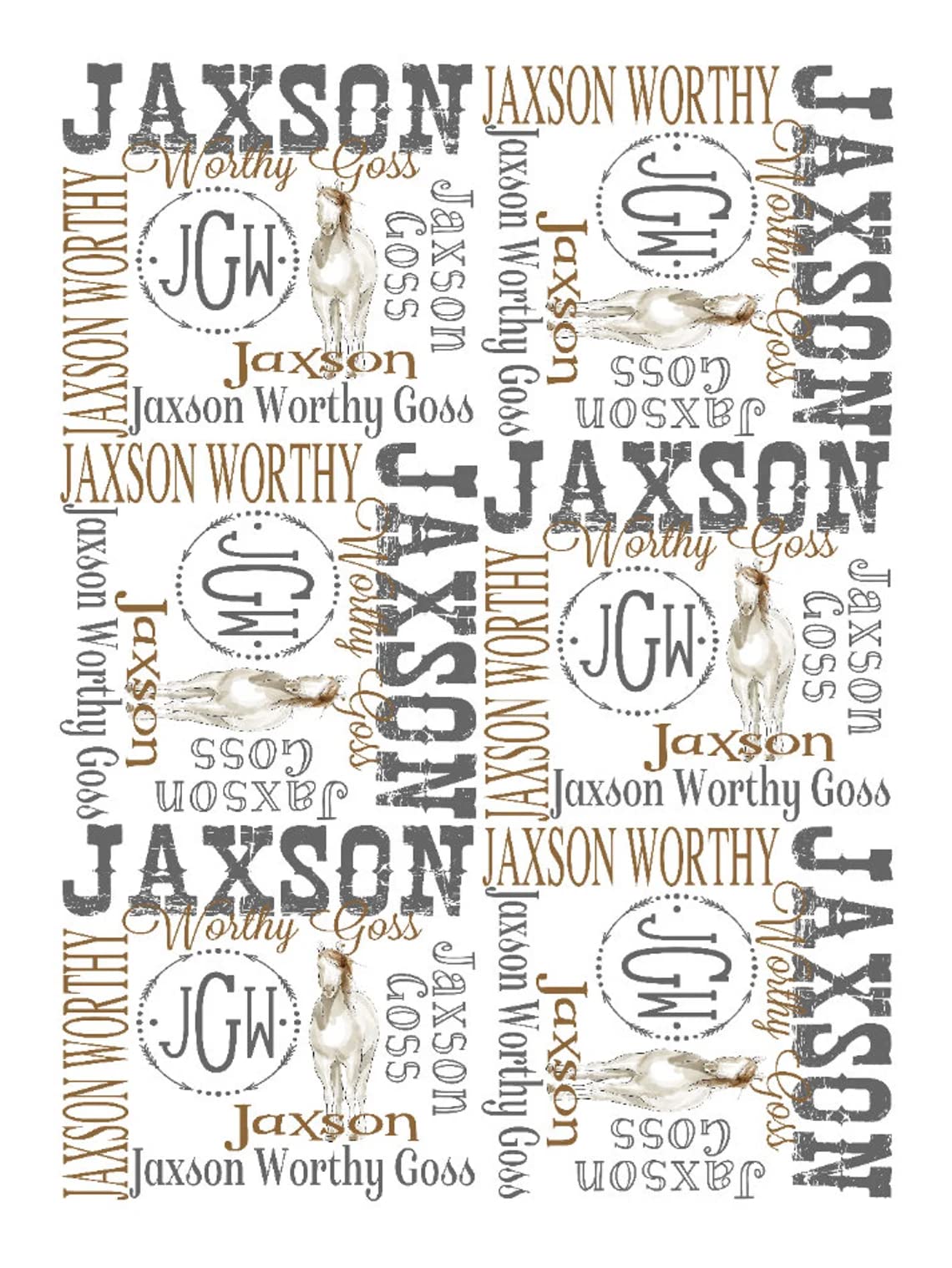 NAZENTI Personalized Baby Blanket for Boys & Girls - Custom Horse & Western Design - Soft Newborn Blanket for Nursery, Gift, or Travel - Perfect for Baby Showers, Christenings, and Photo Shoots