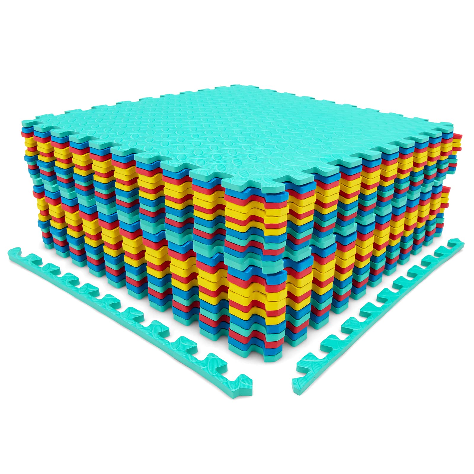 Tangkula 24-Piece EVA Foam Interlocking Floor Mats - Non-Slip Puzzle Exercise Mats with Borders, 1/2