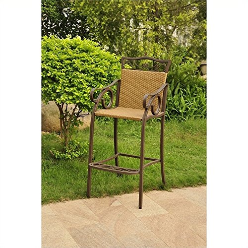 Valencia Resin Wicker Bar Stools Set of 2 - Honey Finish Bar-Height Counter Stools for Kitchen Island, Patio, or Outdoor Dining - Durable & Weather-Resistant