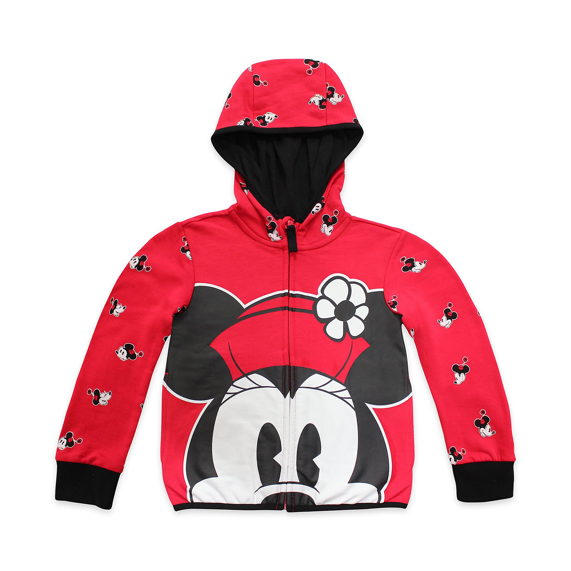 Disney Minnie Mouse Zip Hoodie for Girls - Cute & Cozy Pullover with Hood - Perfect for School, Playdates & Family Outings