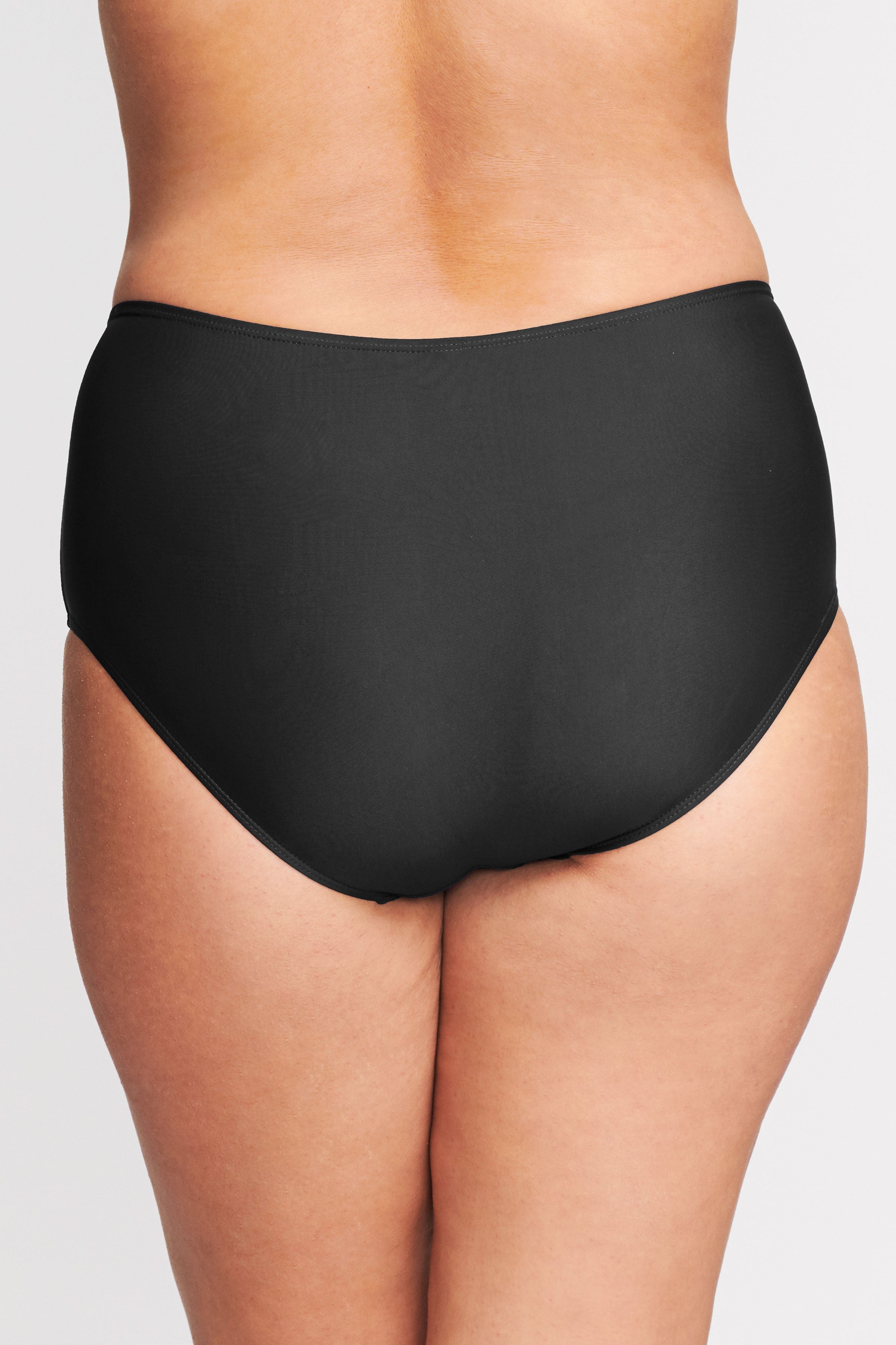 Plus Size Mid Waist Briefs for Women - Solid Black Cotton Underwear - Comfortable Everyday Wear for Work & Home