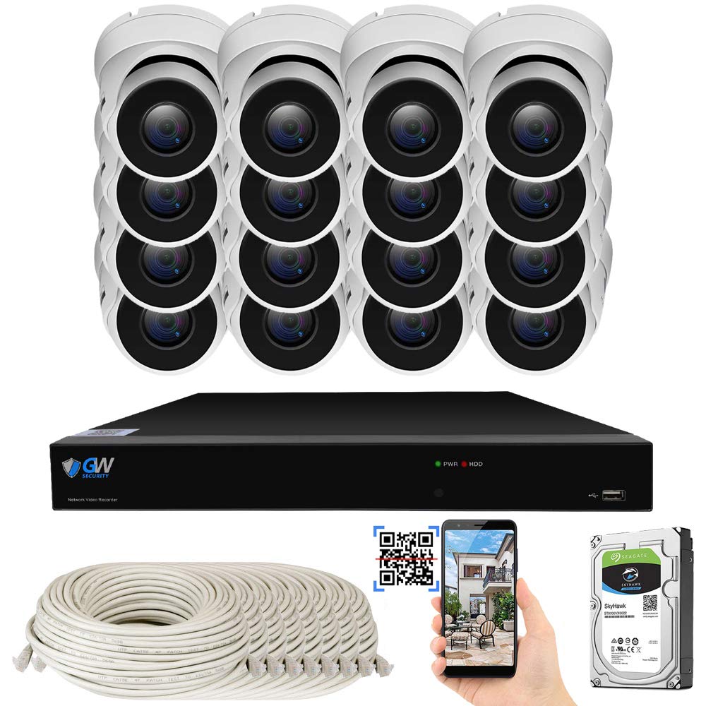 GW Security 16CH 4K Starlight Color Night Vision AI Security Camera System with 12MP H.265+ PoE NVR & 16x 8MP IP Cameras - Face Recognition, Human/Car Detection, Microphone - Ideal for Home Security, Business Surveillance & Property Monitoring