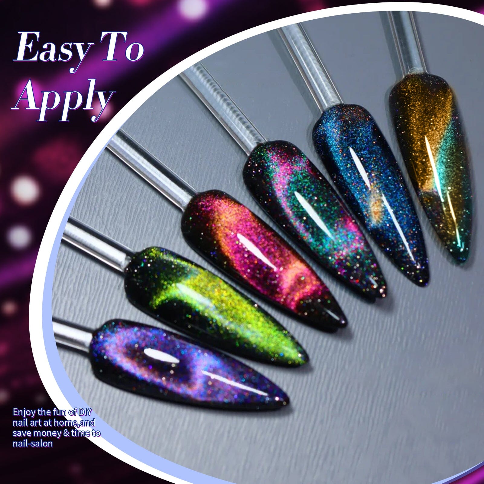 6 Colors 9D Cat Magnetic Gel Polish Set - 7ml UV LED Nail Polish Kit with Polaris Effect for Long Lasting Manicure - Perfect for Nail Salon, Home Use & Gift Giving