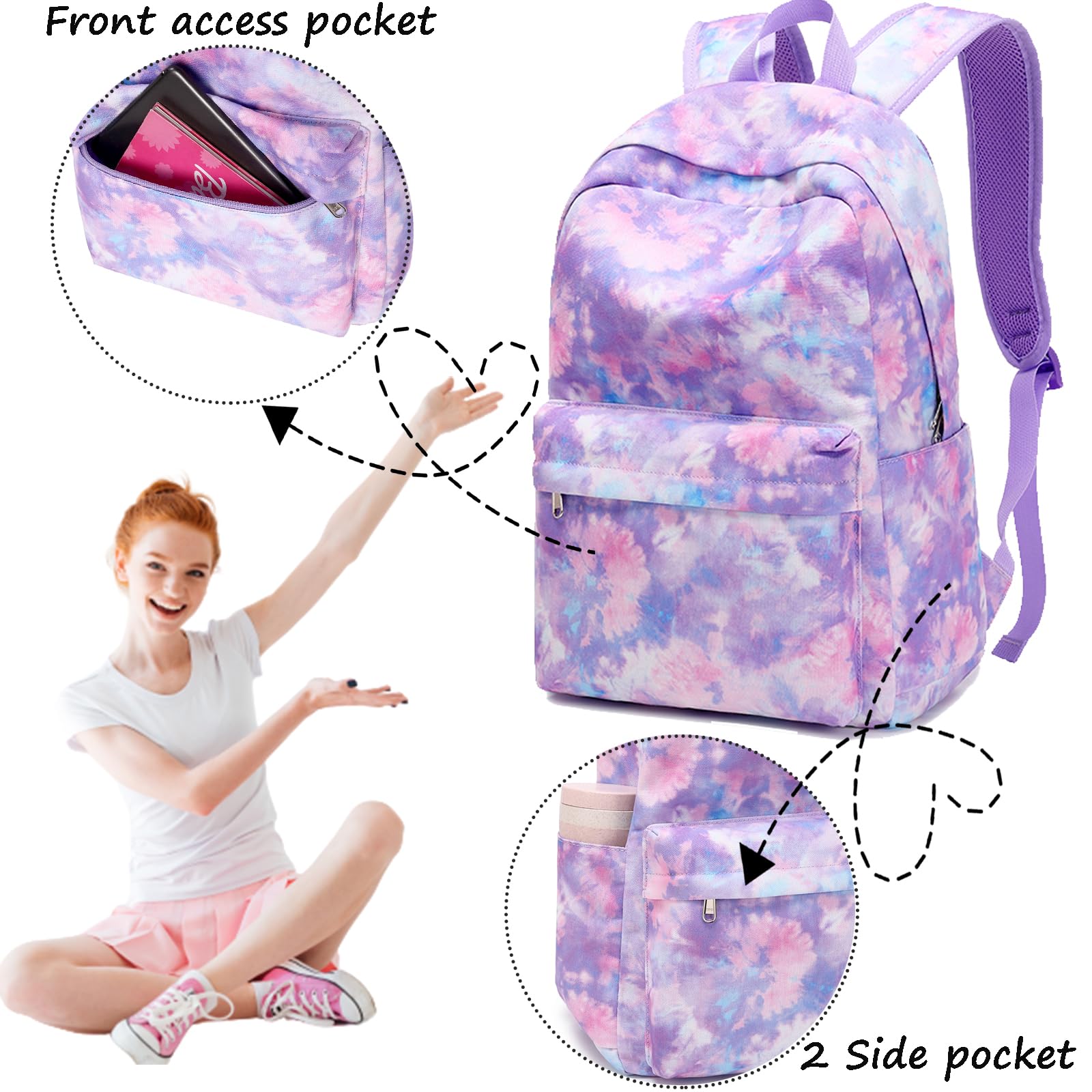Jumpopack Girls Backpack for School - Stylish Teen Bookbag with Lunch Box | Perfect for School, Travel & Daily Use