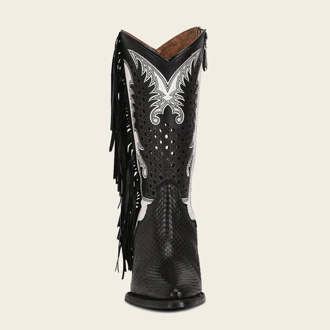 Stylish Black Western Fashion Python Skin Boots for Women - Perfect for Cowgirl Outfits & Country Dance Parties