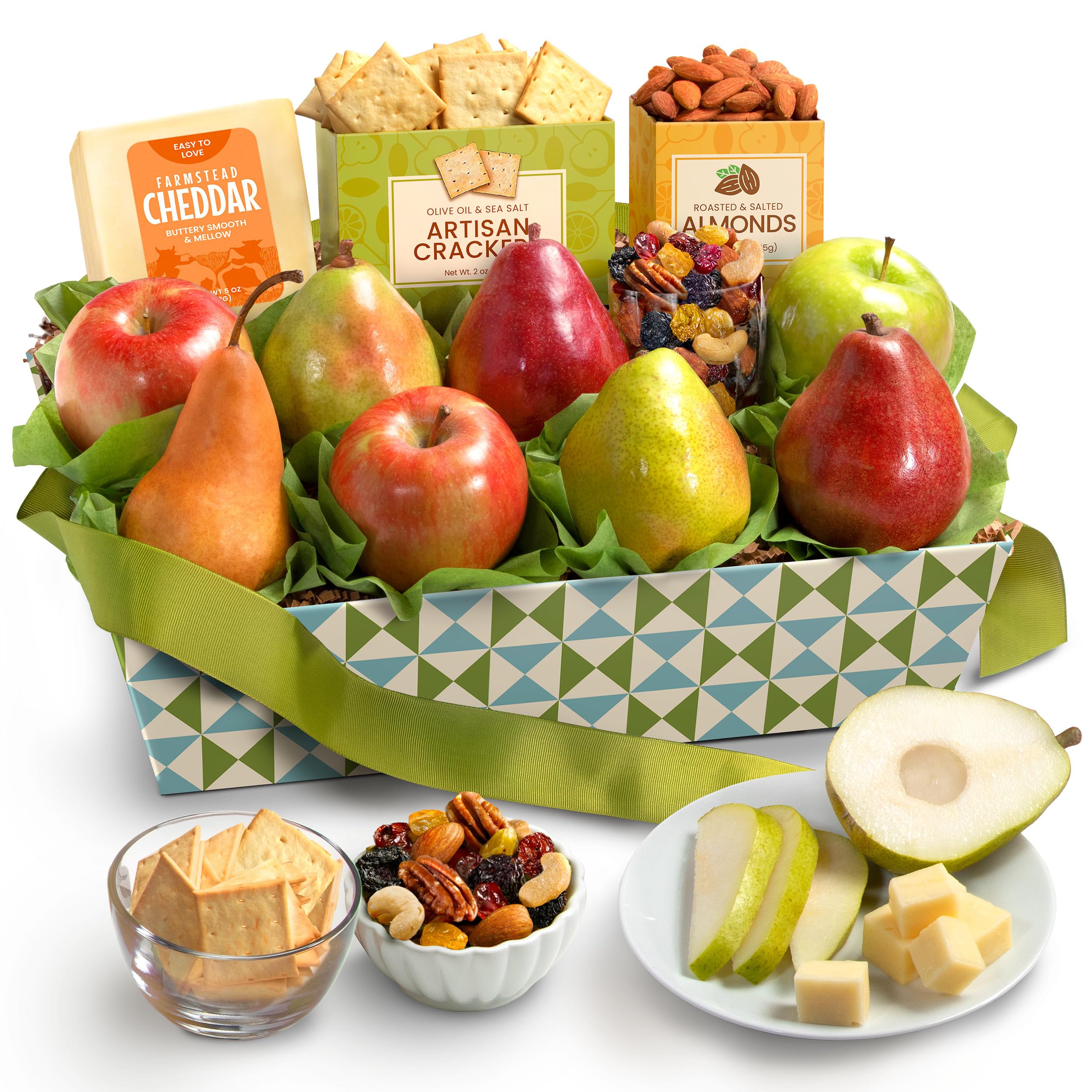 Fresh Fruit Gift Basket with Crackers & Nuts - Perfect for Holidays, Birthdays & Corporate Gifts
