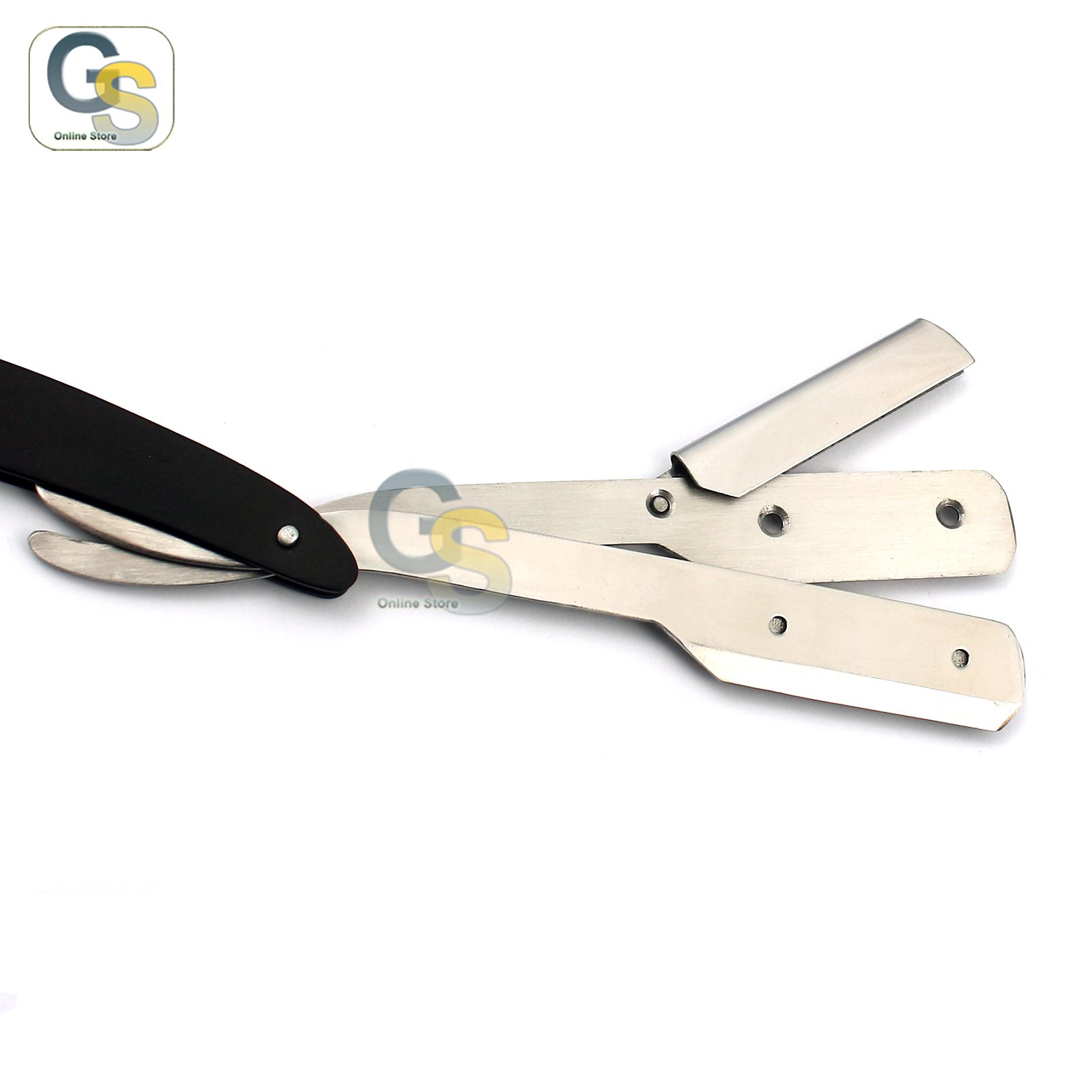 Professional G.S Straight Edge Barber Shaving Razor - Matte Black Steel Folding Straight Razor with Replaceable Single Edge Blades - Perfect for Barbershops, Home Grooming & Beard Shaving