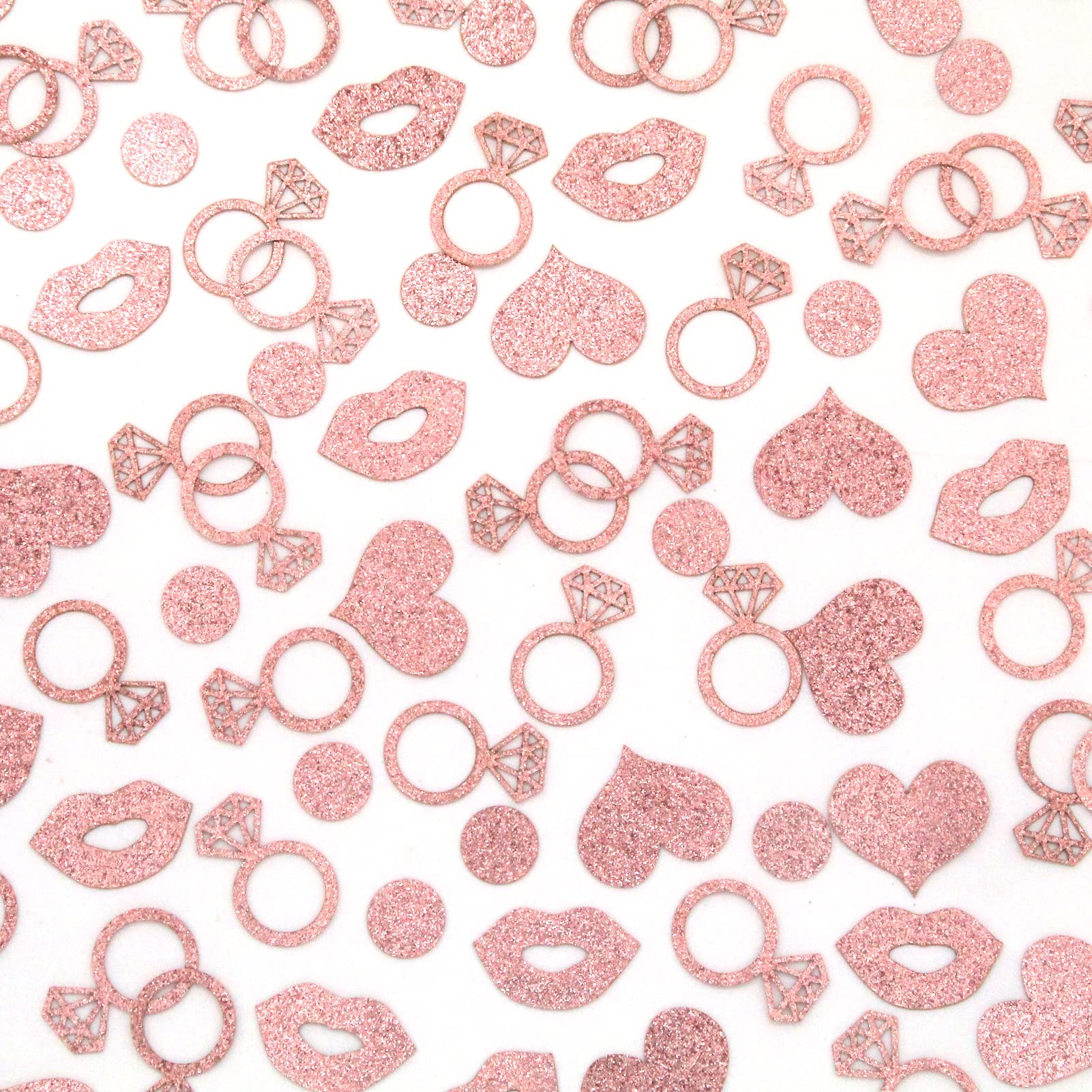 BUDICOOL Rose Gold Glitter Diamond Ring & Lips Confetti - 500 Pcs Wedding, Bridal Shower, Bachelorette Party Decorations for Tables, Photo Backdrops & Celebration Scenes