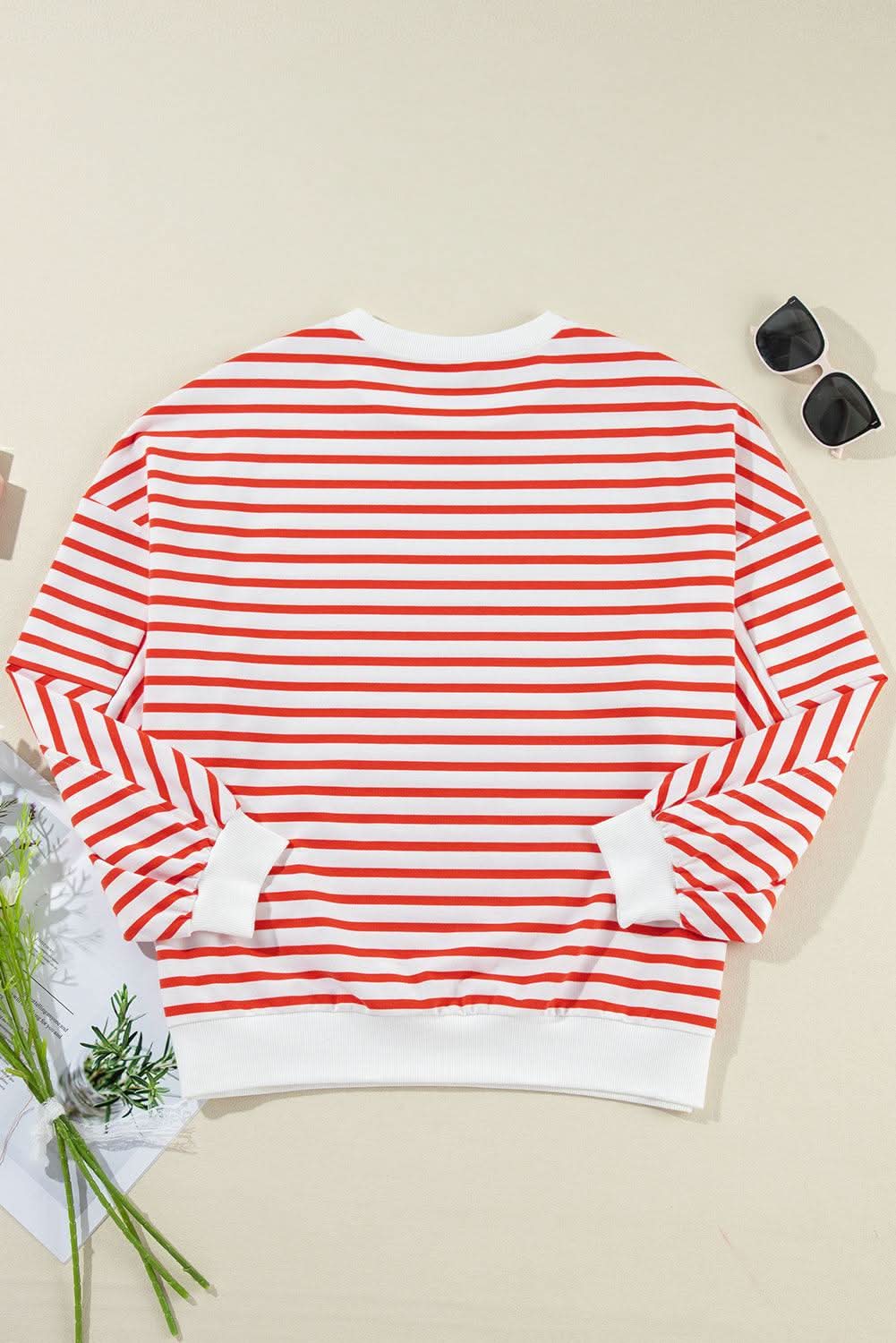 Stylish Orange Striped Oversized Sweatshirt for Women - Cozy & Trendy Pullover for Casual Wear, Loungewear & Street Style Fashion