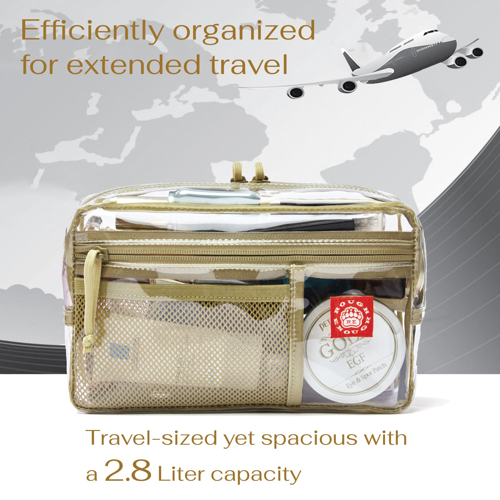 Clear Travel Toiletry Bag for Women & Men - Small Cosmetic Makeup Organizer with Durable Rough Texture - Perfect for Airplane, Gym, Camping & Daily Storage