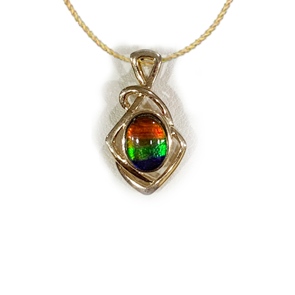 Stunning Gold Plated Ammolite Pendant Necklace - Natural Iridescent Gemstone Jewelry for Women - Perfect Gift for Birthday, Anniversary & Special Occasions
