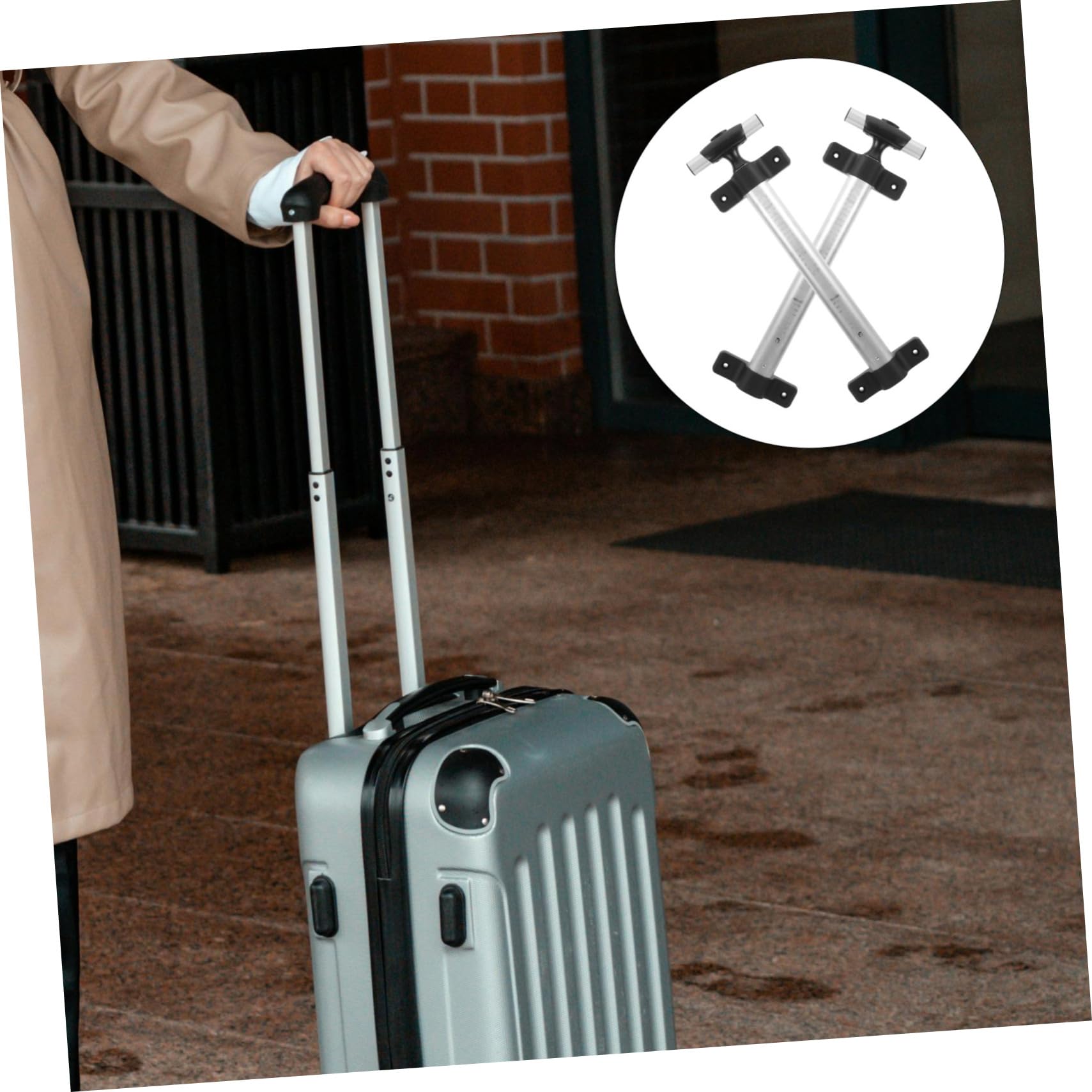 MUSISALY 2-Piece Telescopic Luggage Handle Replacement - Lightweight, Sturdy & Ergonomic Travel Suitcase Pull Handle Accessory for Smooth Mobility | Perfect for Business Trips, Vacations & Air Travel