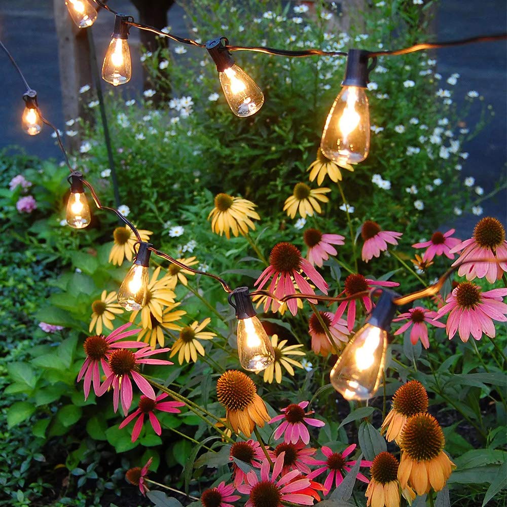 Couah 10Ft Outdoor Patio String Lights with Edison Bulbs - Waterproof Hanging Lights for Garden, Porch, Backyard, Deck & Party Decor (Includes 1 Extra Bulb, Black) - Perfect for Weddings, BBQ Nights & Outdoor Gatherings