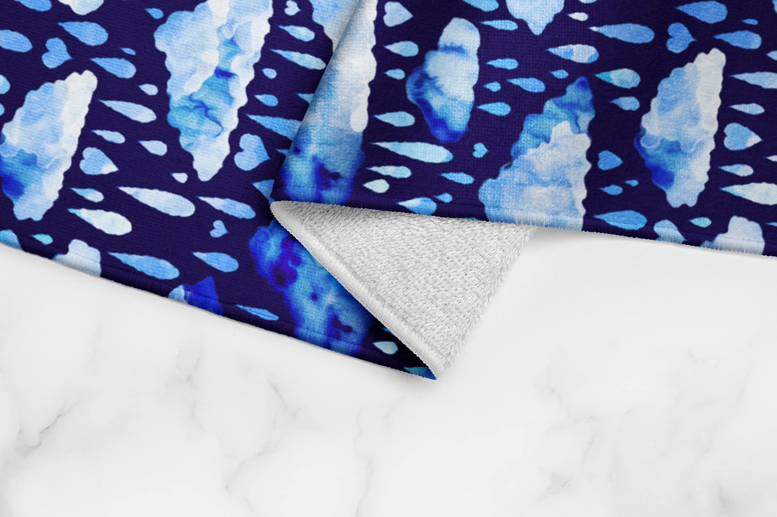Blue Clouds and Rain Cotton Terry Hand Towel - 15