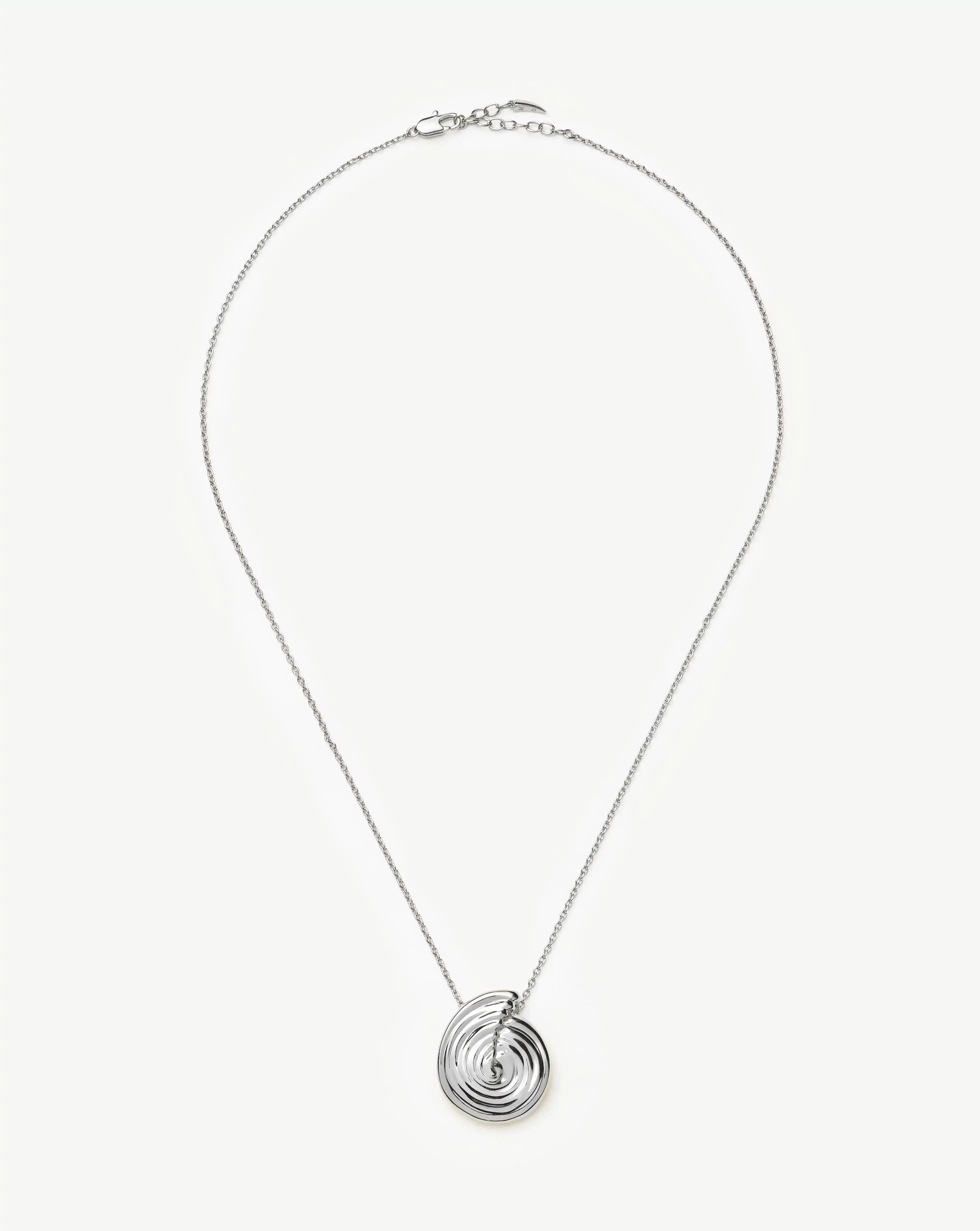 Elegant Spiral Large Pendant Necklace - Silver Plated Women's Jewelry for Party, Wedding & Evening Events