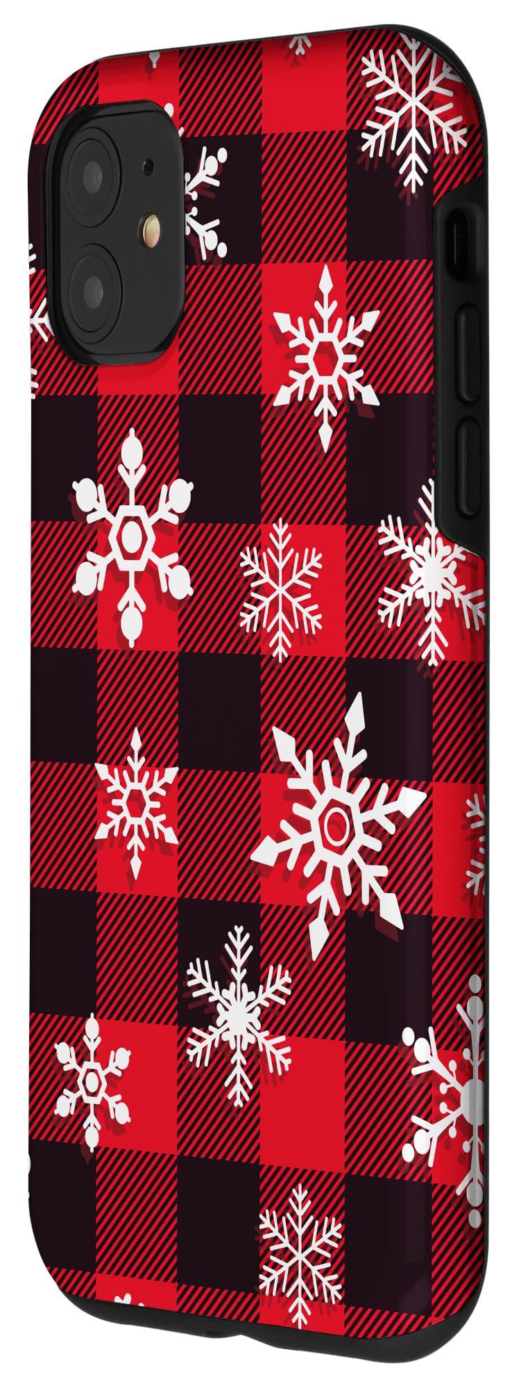 iPhone 11 Case - Festive Red Buffalo Plaid with Snowflake Design | Holiday Christmas Gift | Protective Cover for Daily Use, Travel & Winter Outings