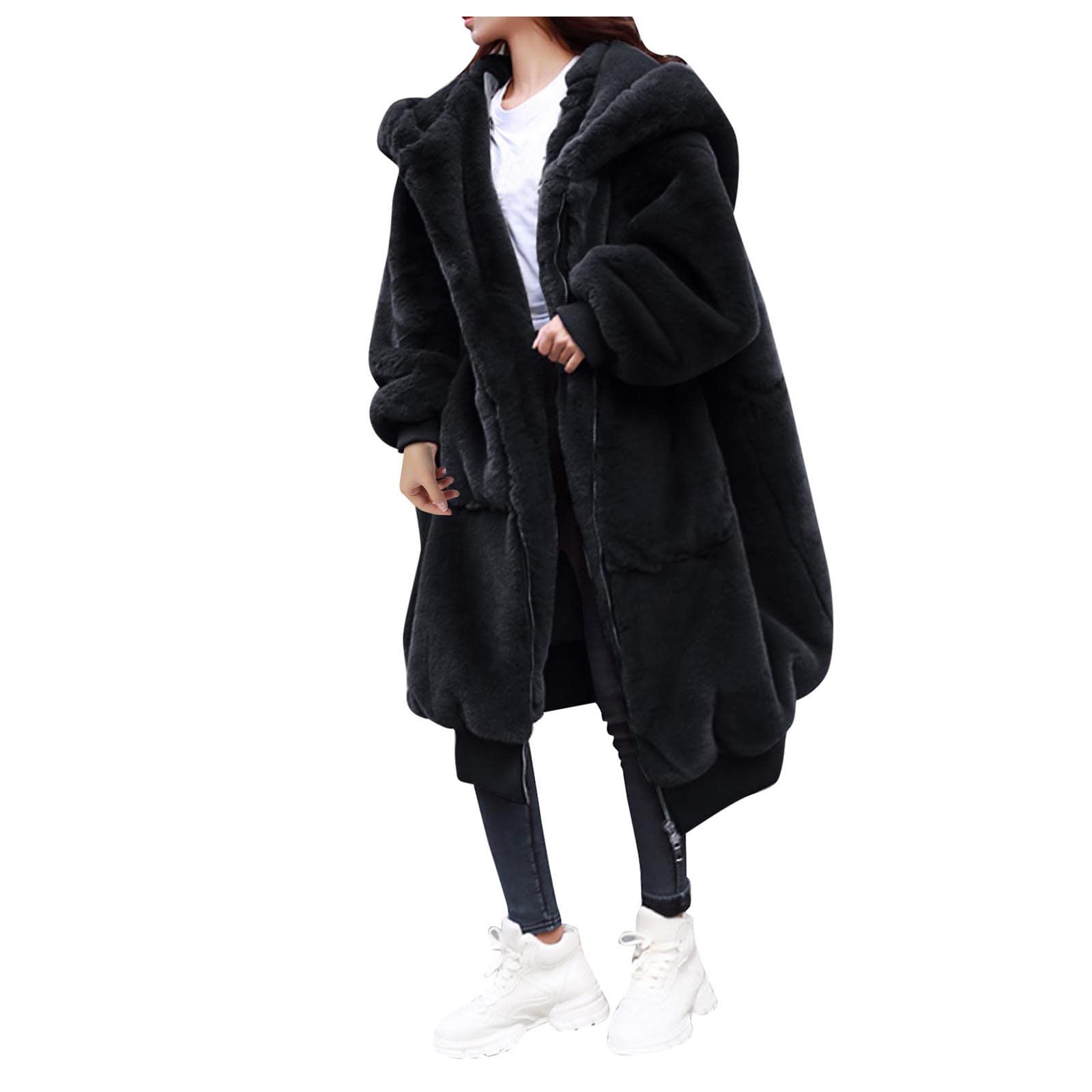 Women's Winter Coats - Plus Size Long Jacket Without Hood, Luxury Blue Outerwear for Cold Weather | Perfect for Office, Travel & Outdoor Activities