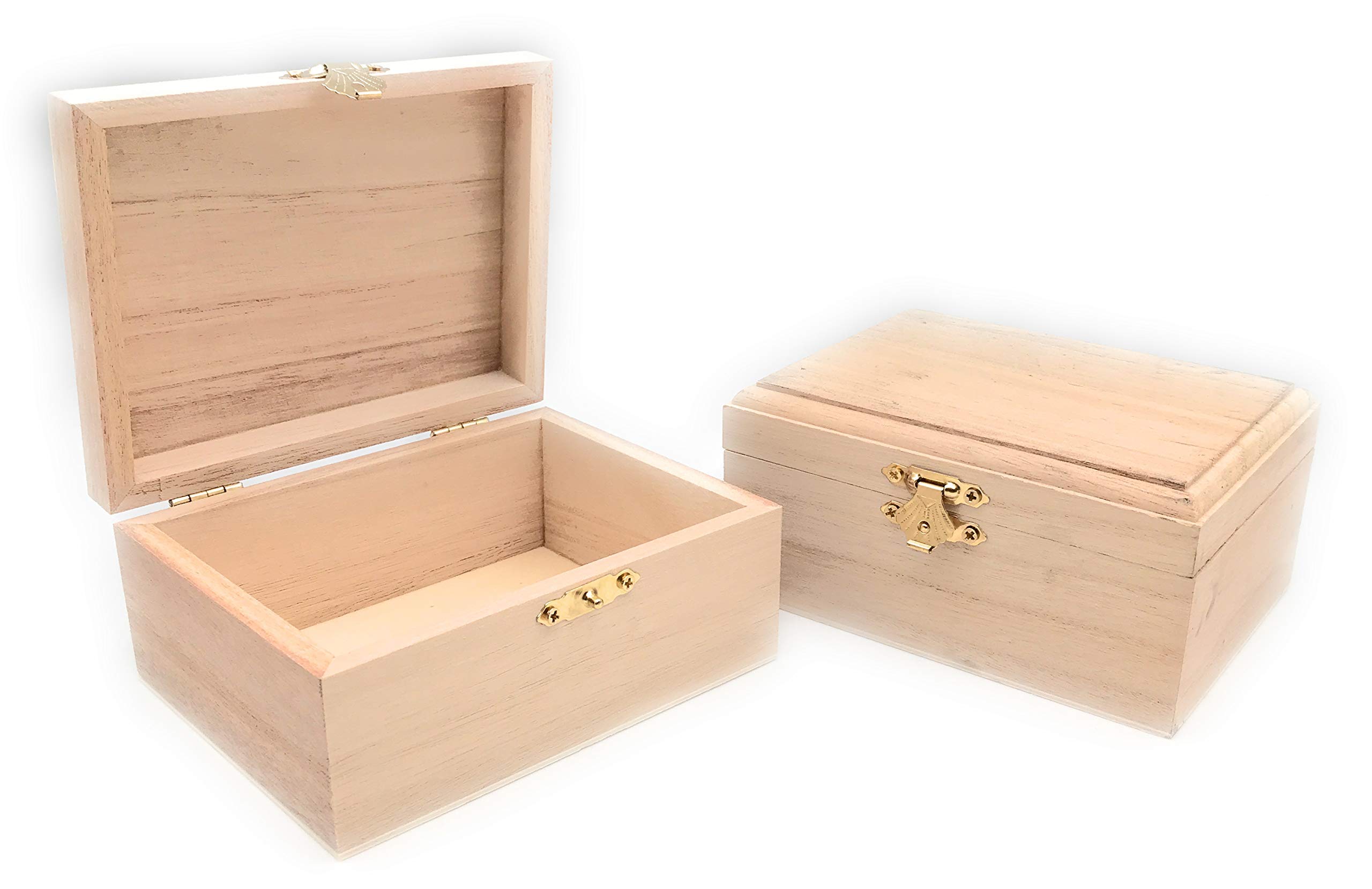 12 Unfinished Wooden Boxes DIY Craft Storage for Jewelry & Keepsakes - Hinged Lid & Clasp